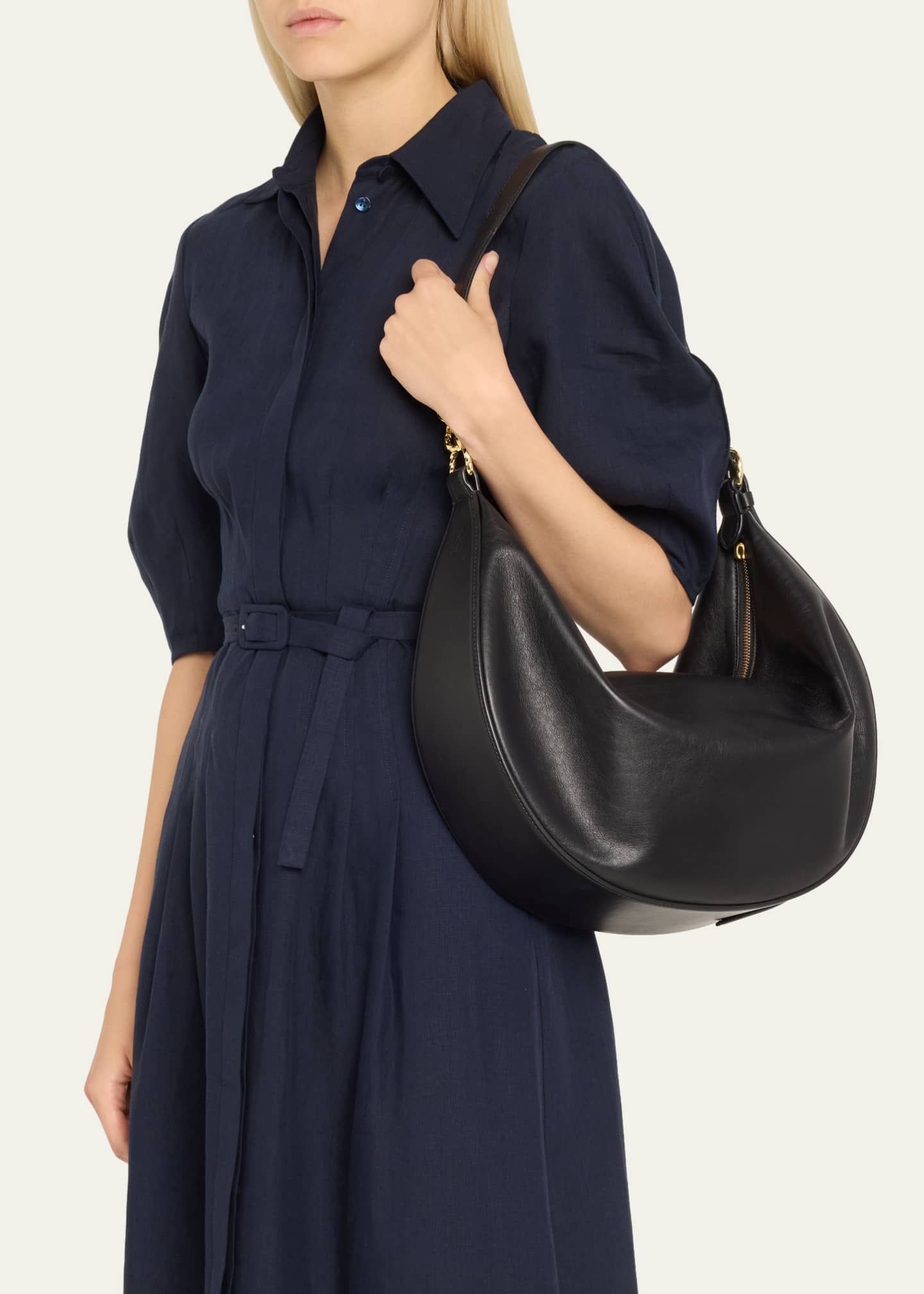 Ulla Johnson Twyla Large Calf Leather Hobo Bag Image 2 of 5