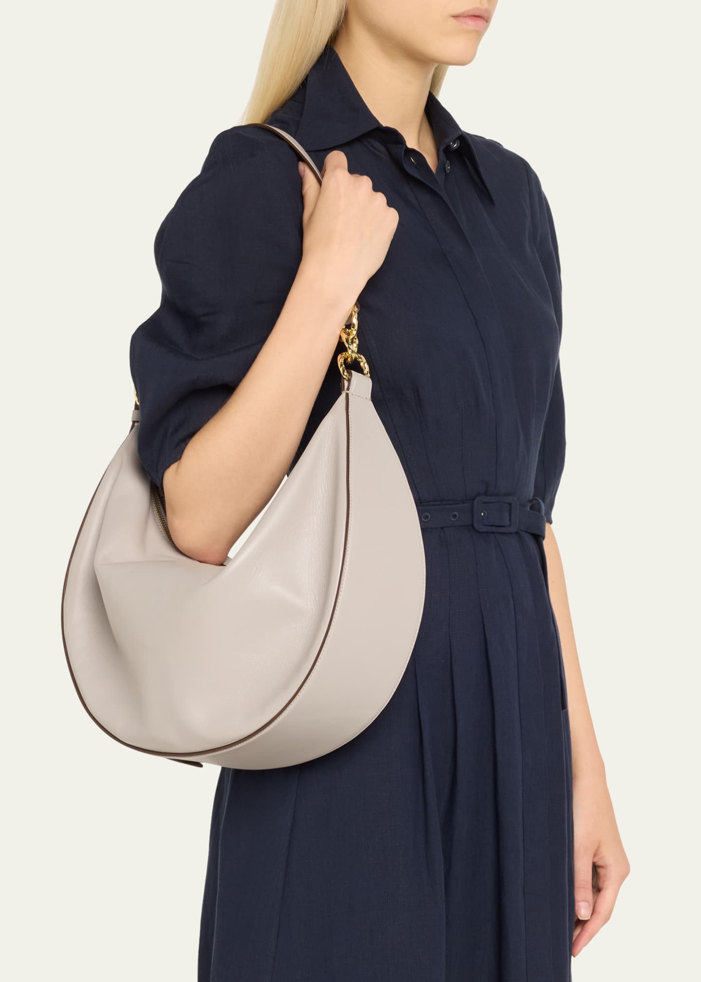 Ulla Johnson Twyla Large Calf Leather Hobo Bag Image 2 of 5