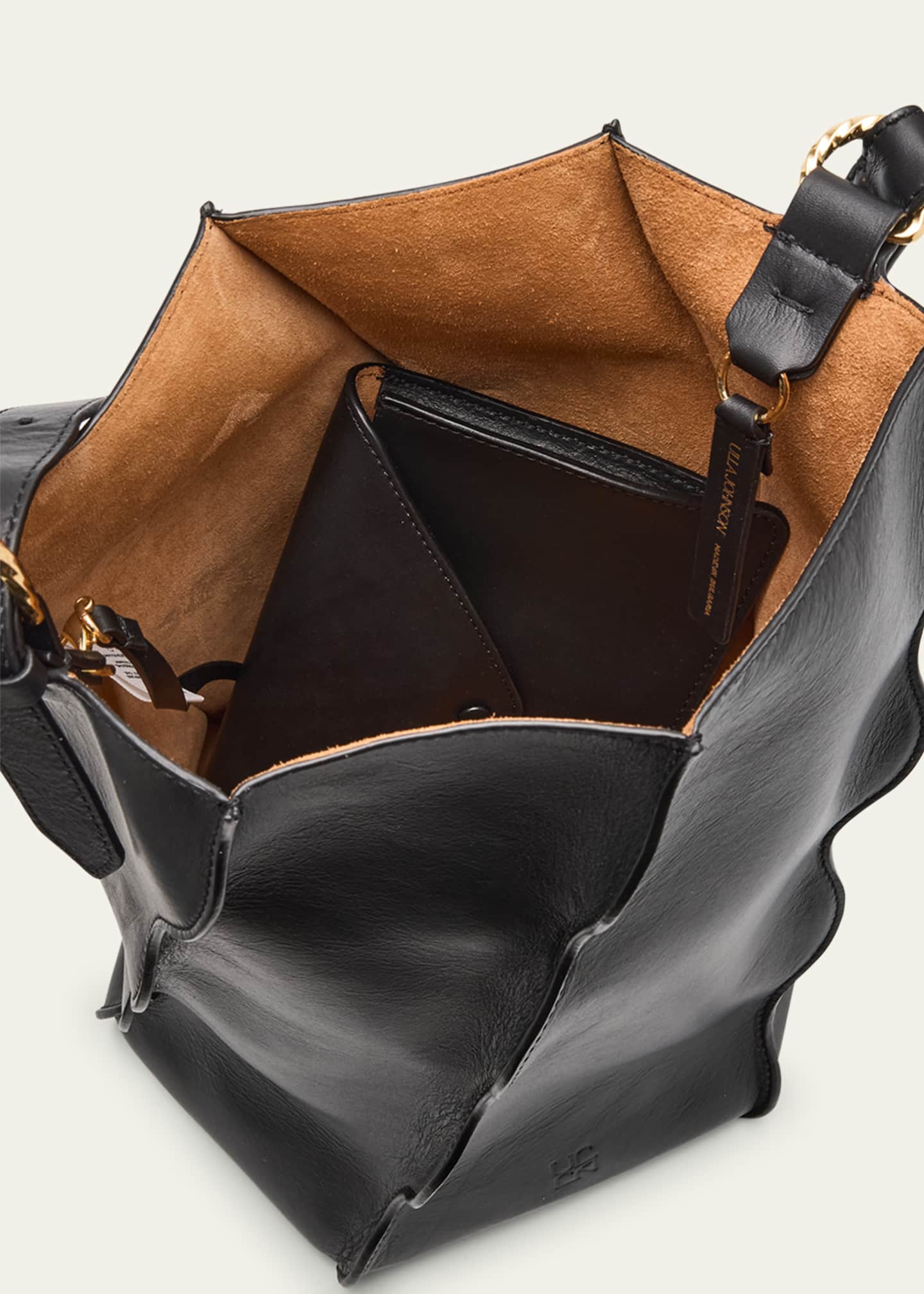 Ulla Johnson Adria Wave Pleated Leather Bucket Bag Image 4 of 6