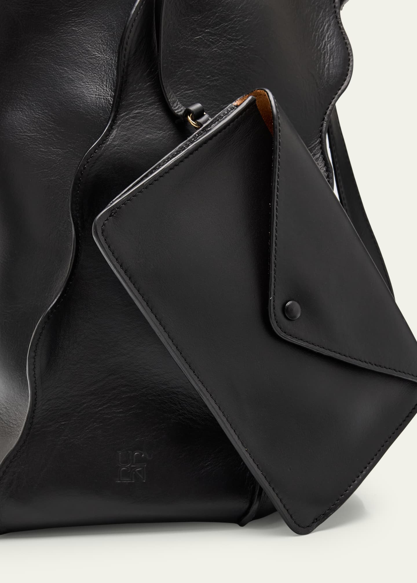 Ulla Johnson Adria Wave Pleated Leather Bucket Bag Image 6 of 6