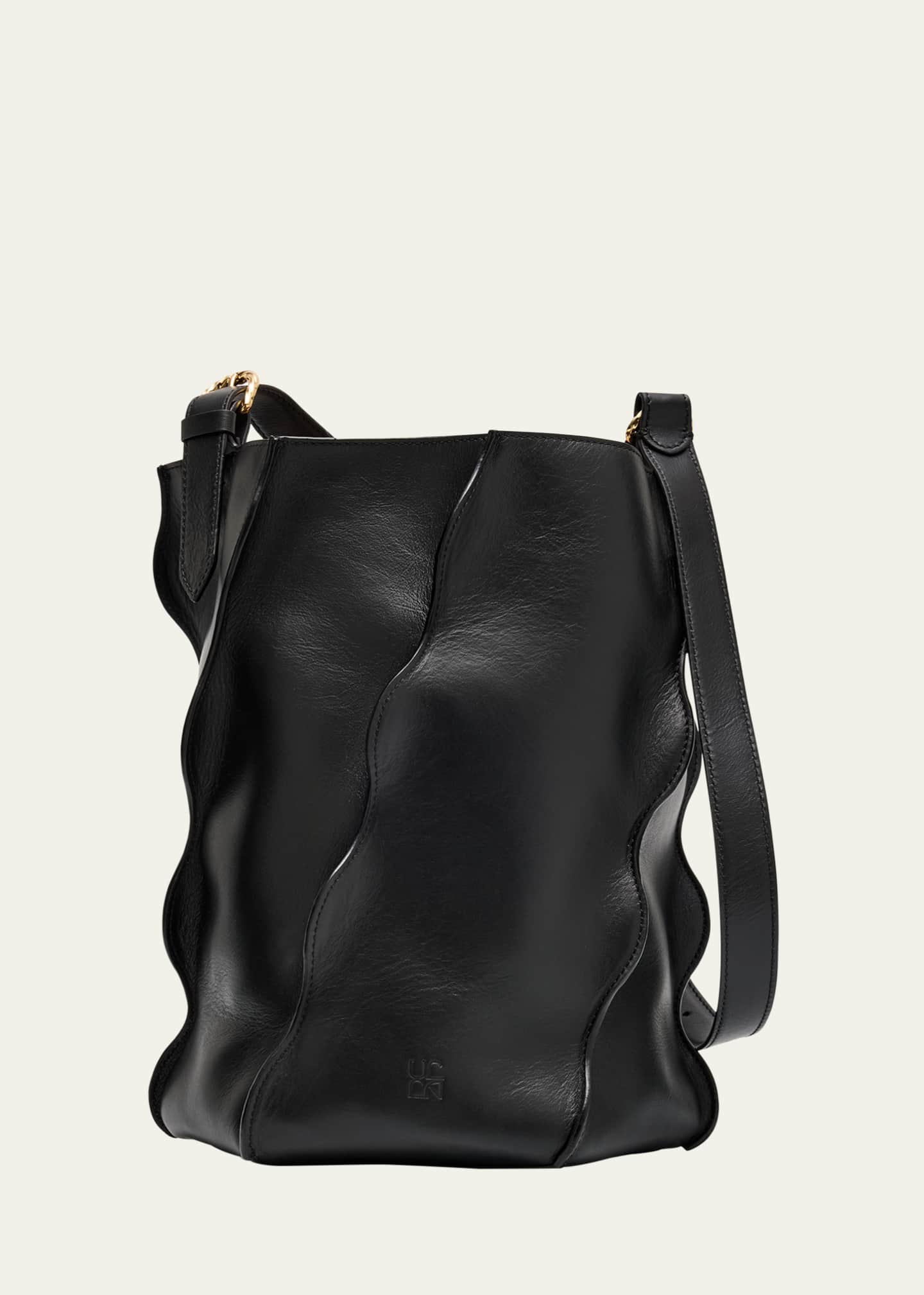 Ulla Johnson Adria Wave Pleated Leather Bucket Bag Image 1 of 6