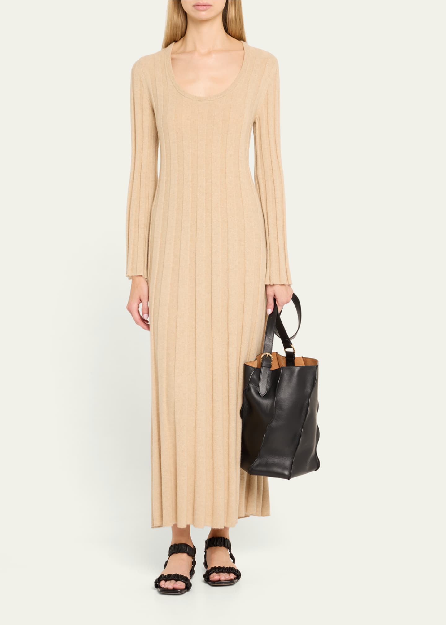 Ulla Johnson Adria Wave Pleated Leather Bucket Bag Image 5 of 6