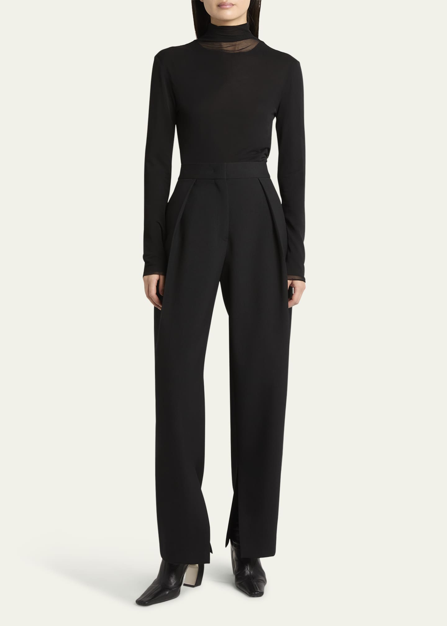 Jil Sander Pleated Straight-Leg Trousers with Split Seams Image 2 of 5