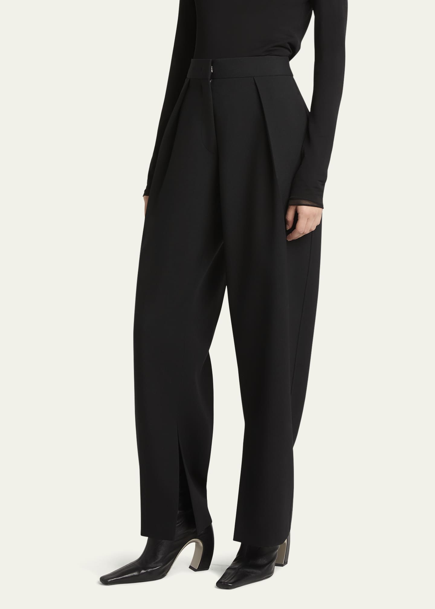 Jil Sander Pleated Straight-Leg Trousers with Split Seams Image 4 of 5