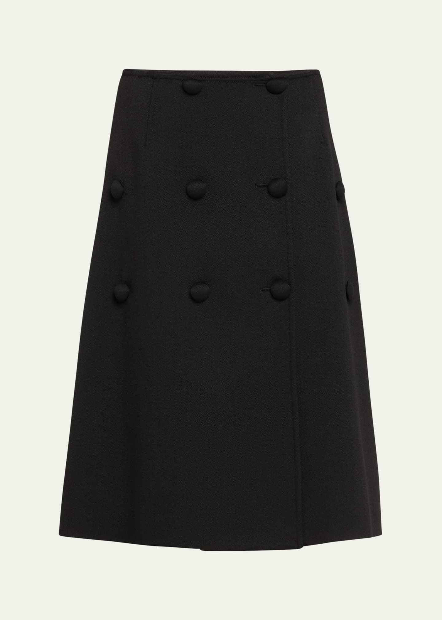 Jil Sander Con Button-Front Splittable Melange Wool Skirt Image 1 of 5