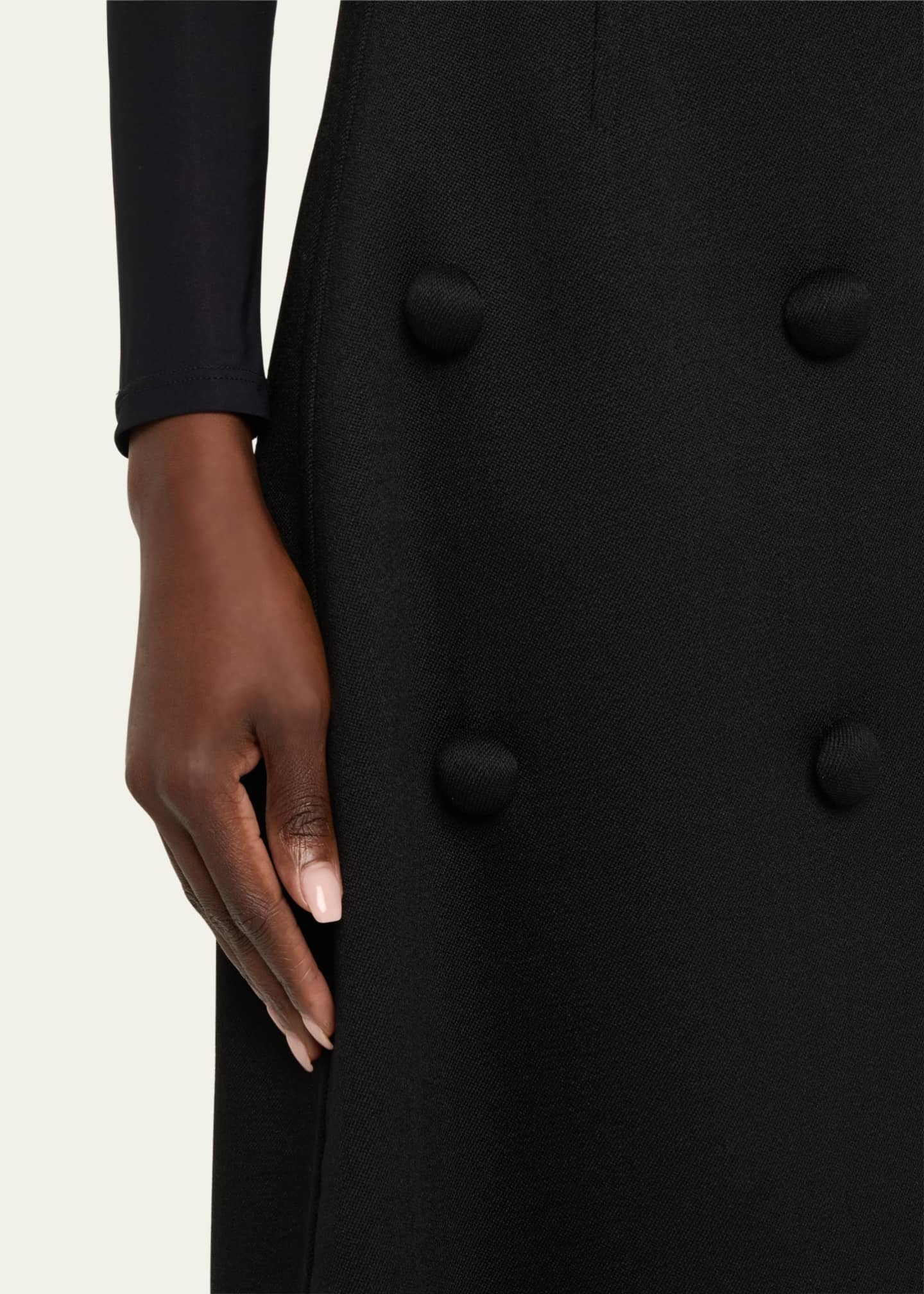 Jil Sander Con Button-Front Splittable Melange Wool Skirt Image 5 of 5