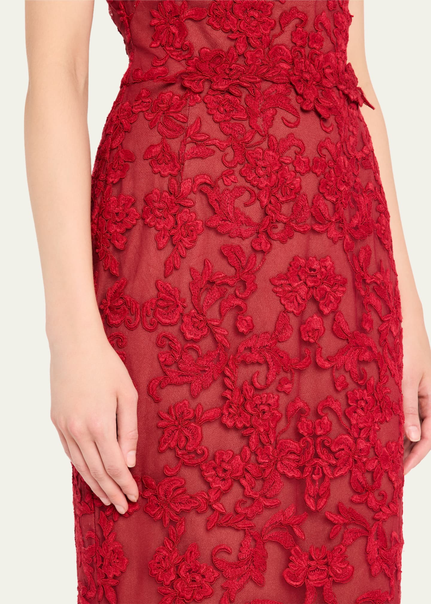 Marchesa Notte Sleeveless Lace Column Gown Image 5 of 5