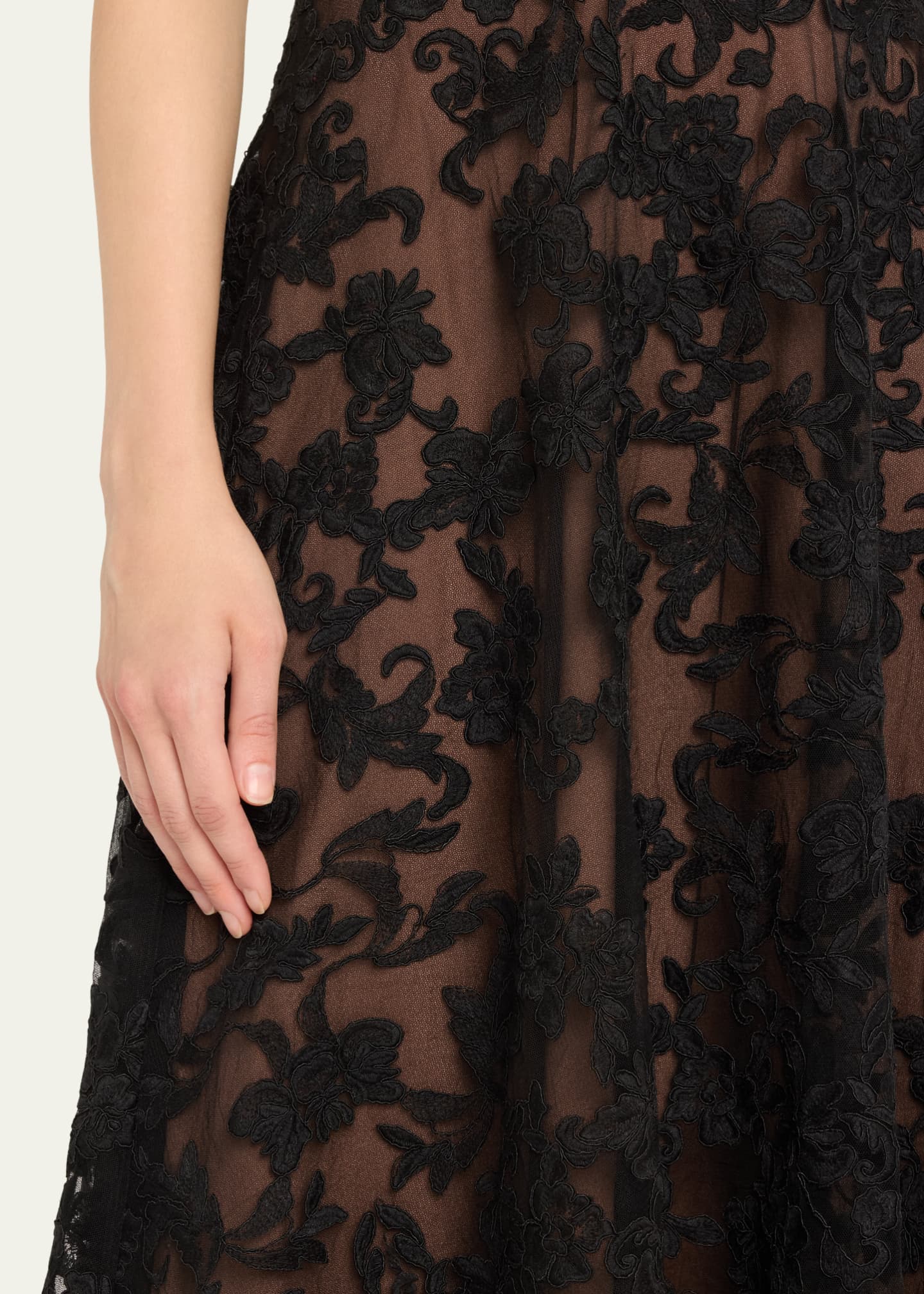 Marchesa Notte Strapless A-Line Lace Midi Dress Image 5 of 5