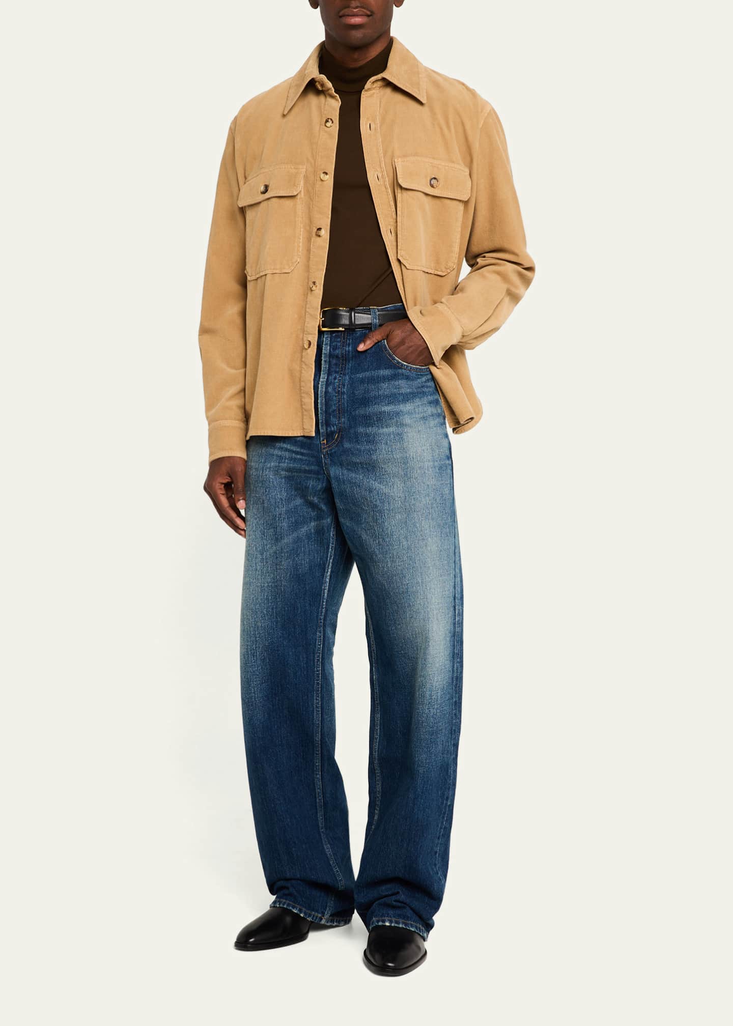 Saint Laurent Men's 2-Pocket Corduroy Overshirt Image 2 of 5