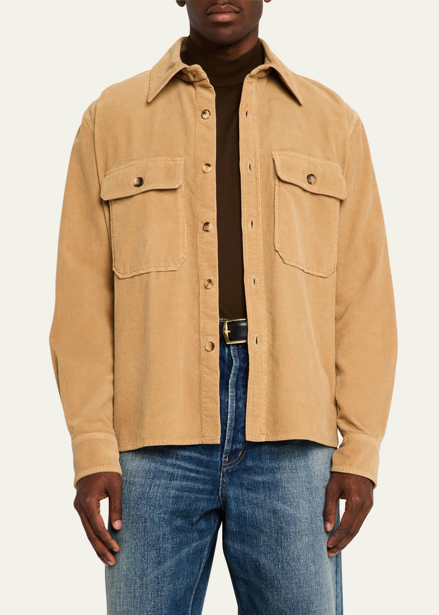 Saint Laurent Men's 2-Pocket Corduroy Overshirt Image 4 of 5