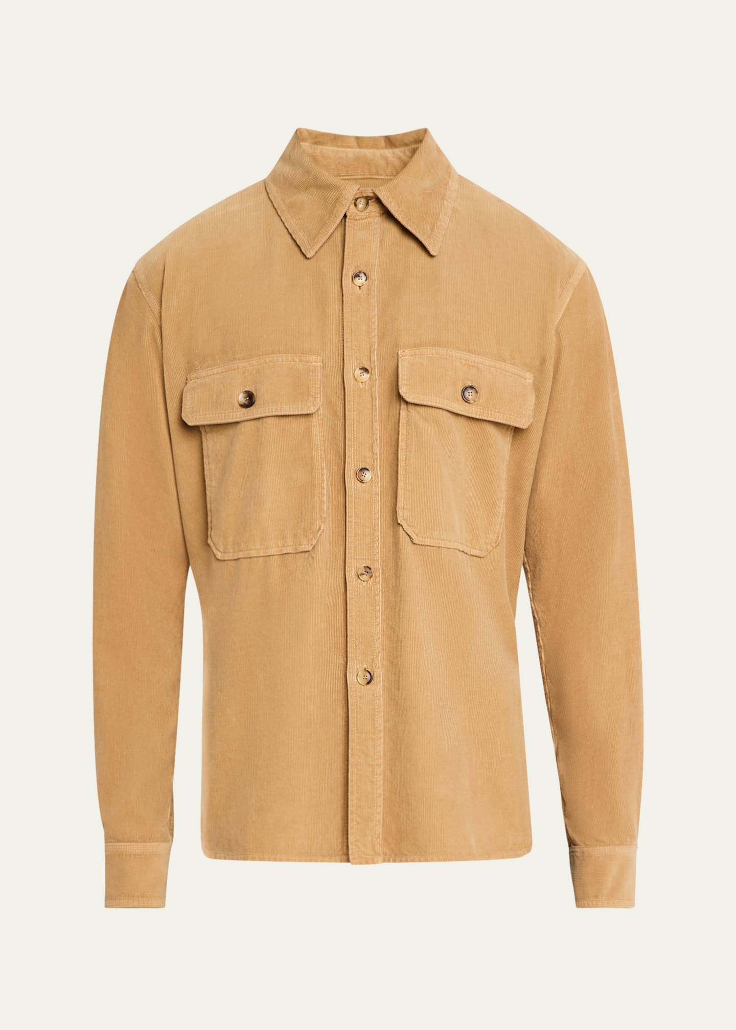 Saint Laurent Men's 2-Pocket Corduroy Overshirt Image 1 of 5