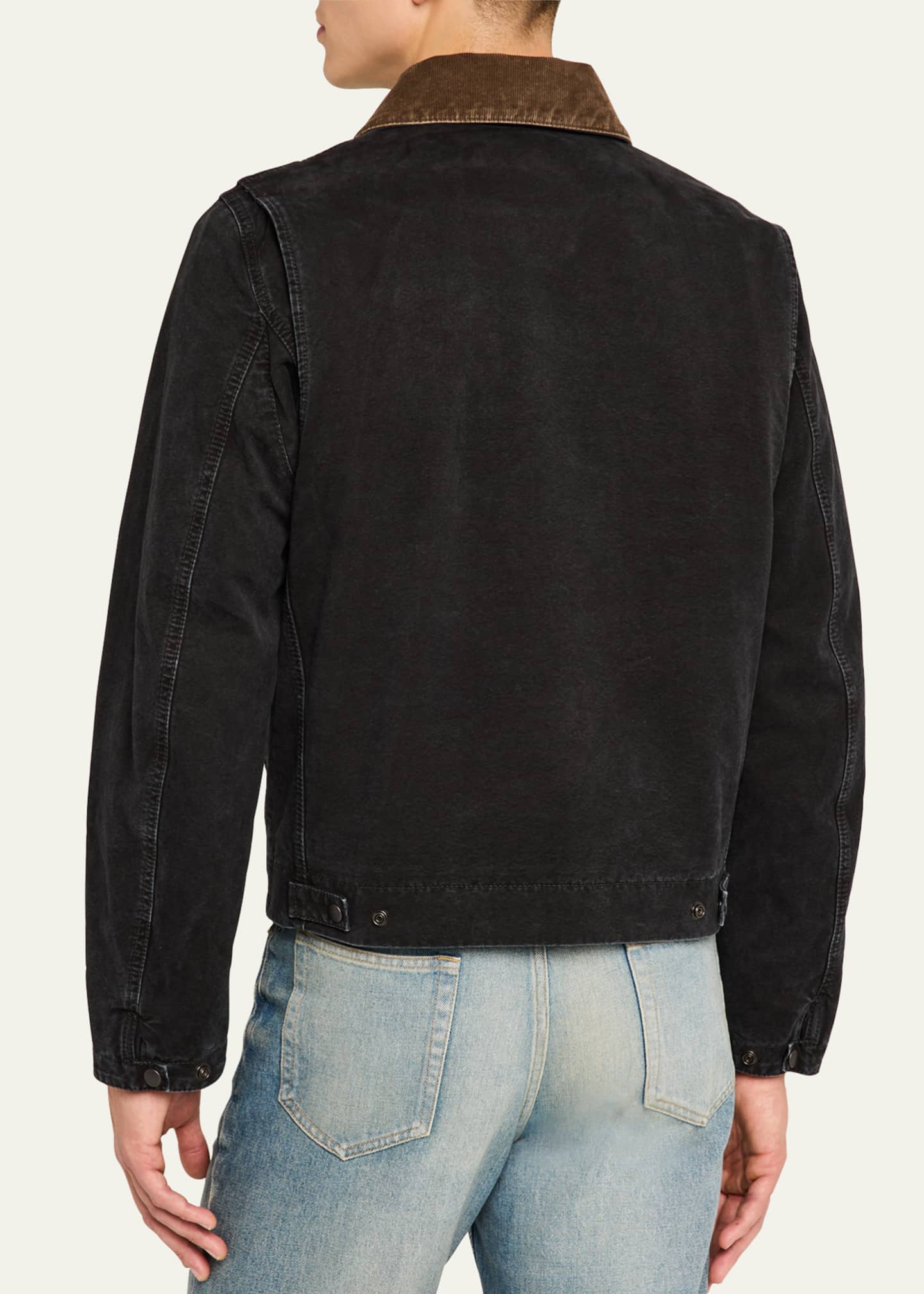 Saint Laurent Men's Canvas Corduroy-Collar Work Jacket Image 3 of 5