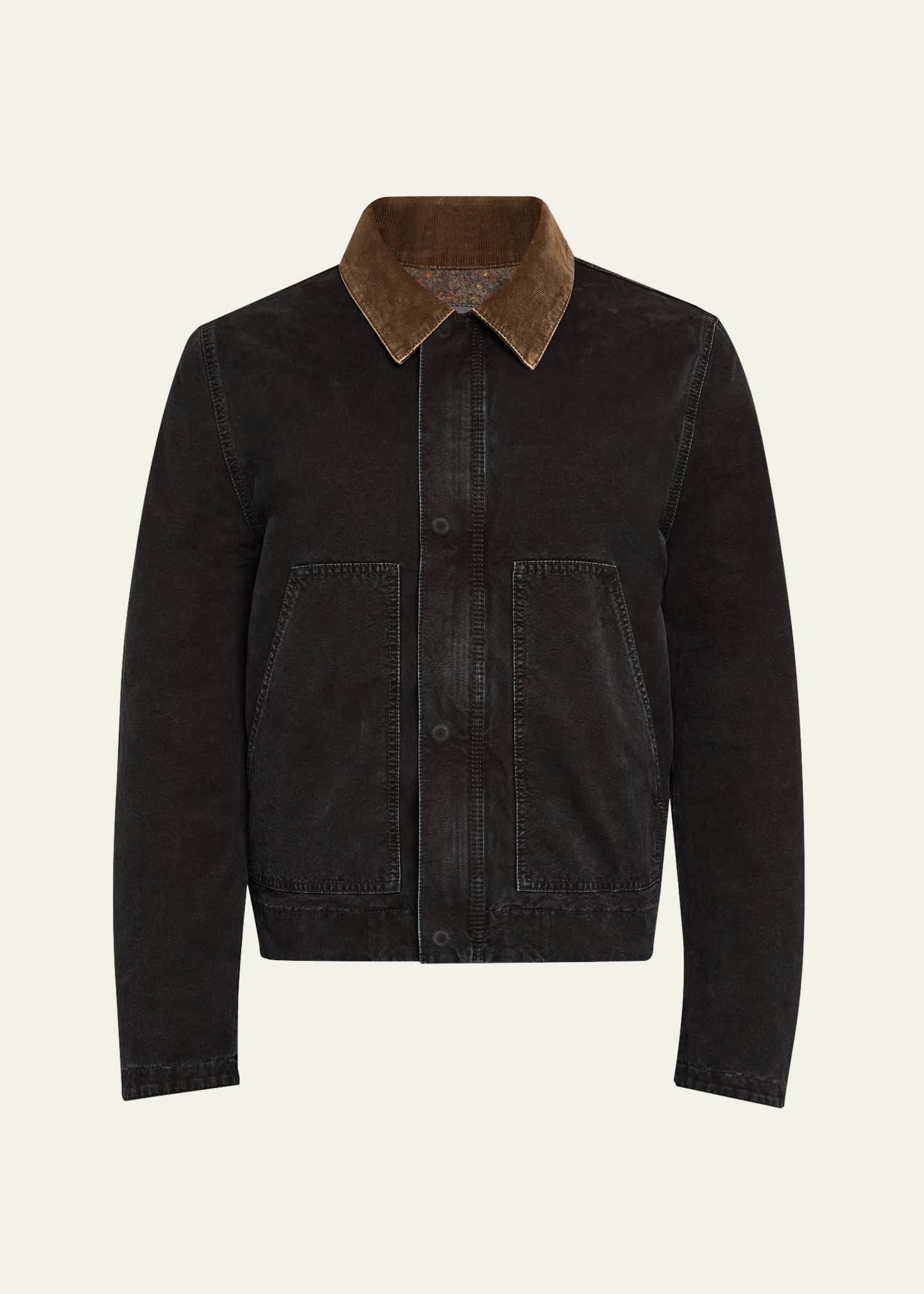 Saint Laurent Men's Canvas Corduroy-Collar Work Jacket Image 1 of 5