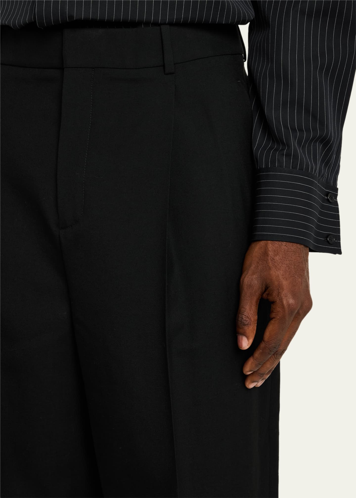 Saint Laurent Men's Pleated Wool Straight-Leg Trousers Image 5 of 5