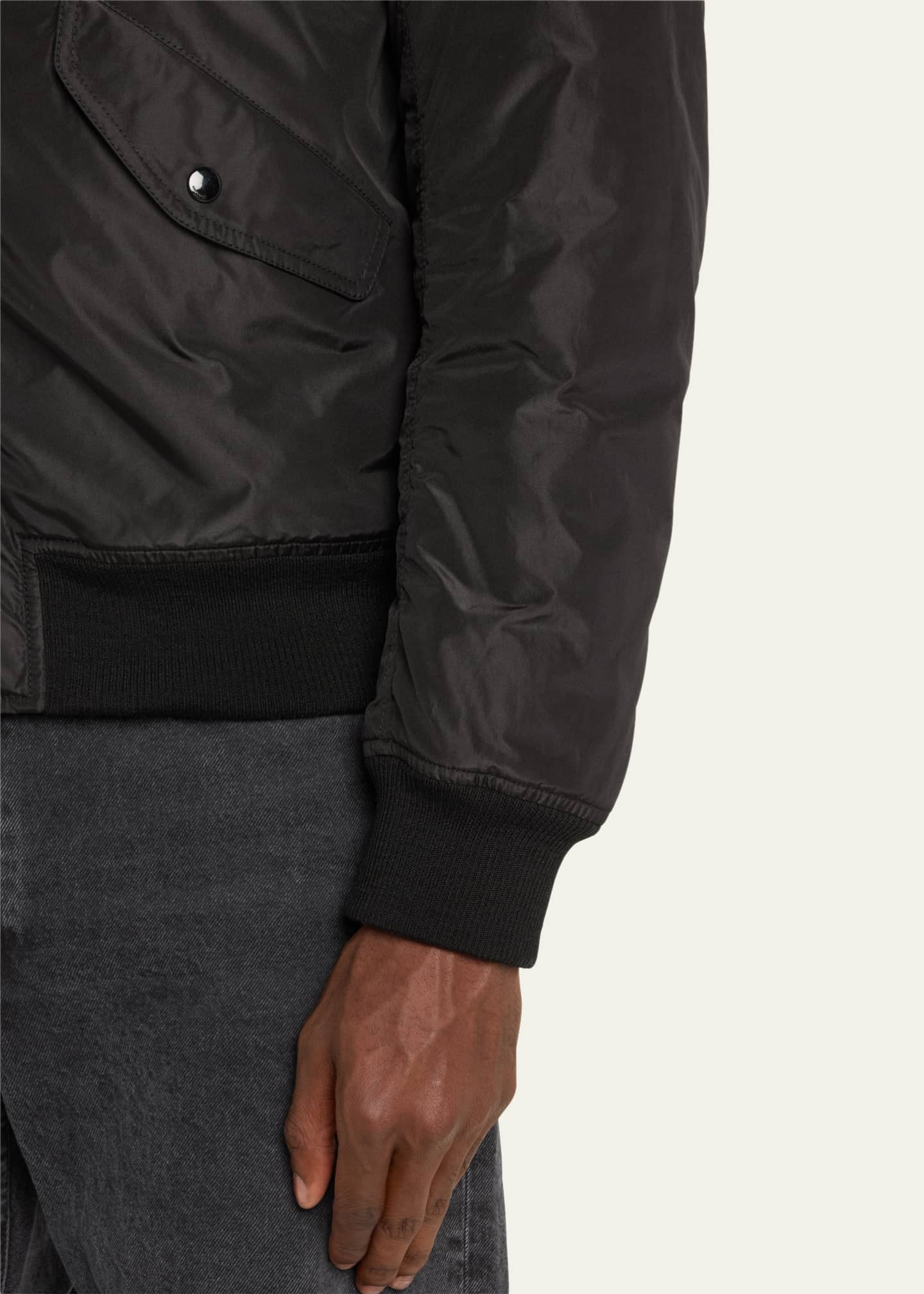 Saint Laurent Men's Taffeta Shirt-Collar Bomber Jacket Image 5 of 5