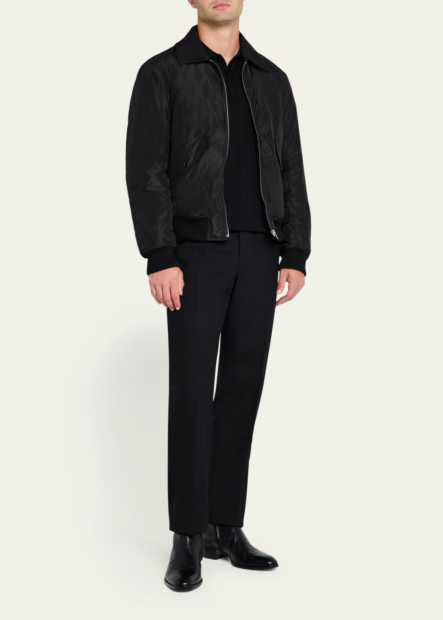 Saint Laurent Men's Fine Gauge Wool Polo Shirt Image 2 of 5