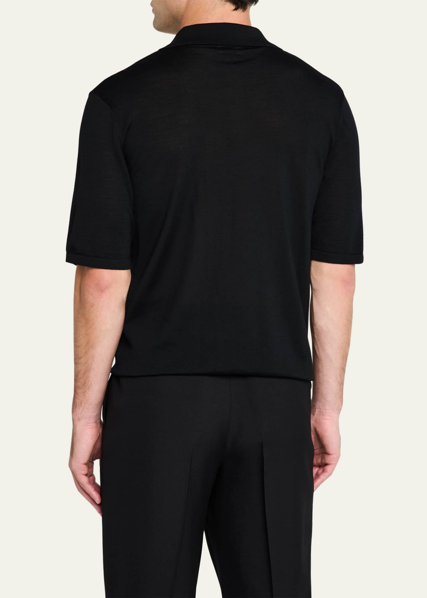 Saint Laurent Men's Fine Gauge Wool Polo Shirt Image 3 of 5