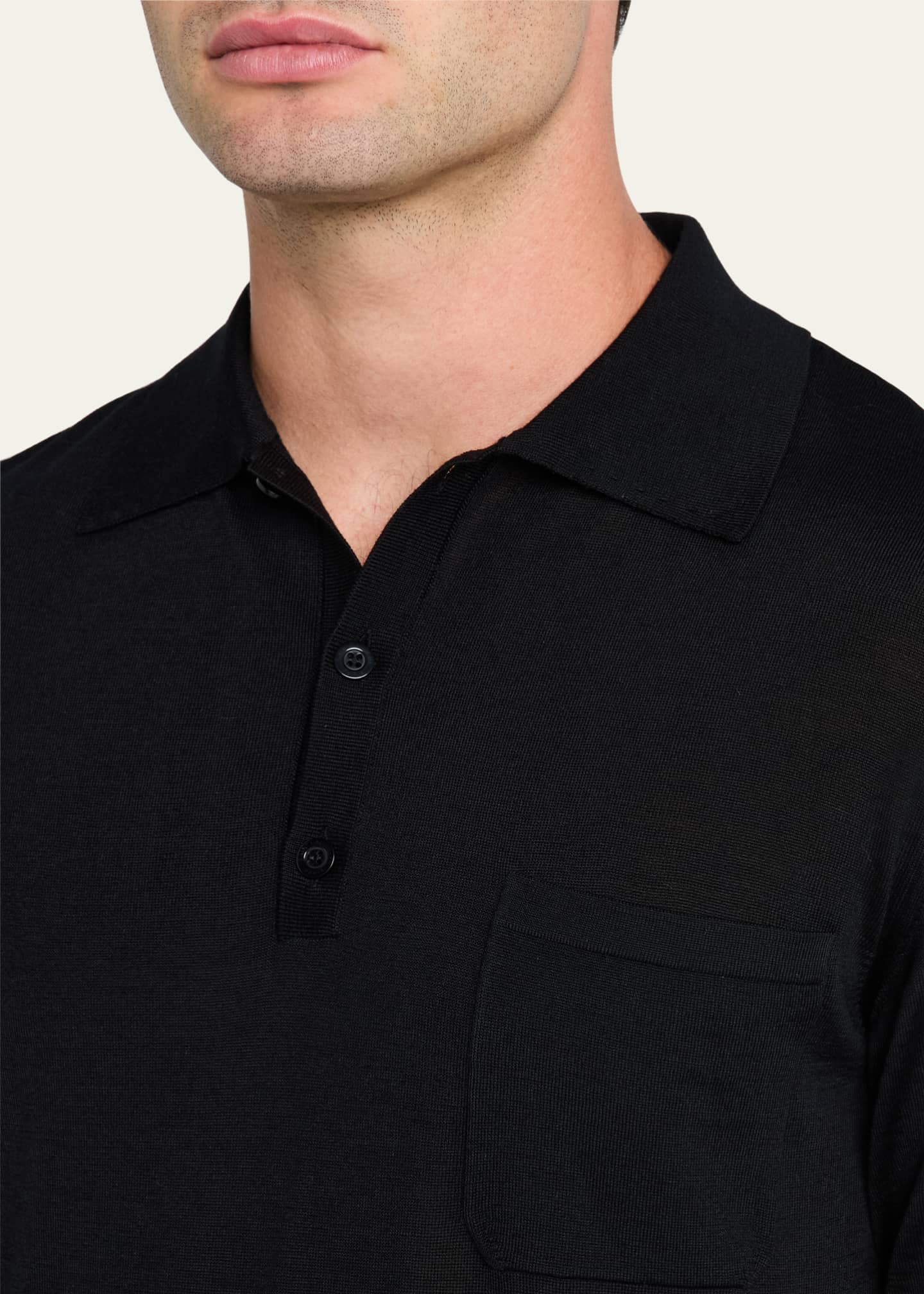 Saint Laurent Men's Fine Gauge Wool Polo Shirt Image 5 of 5