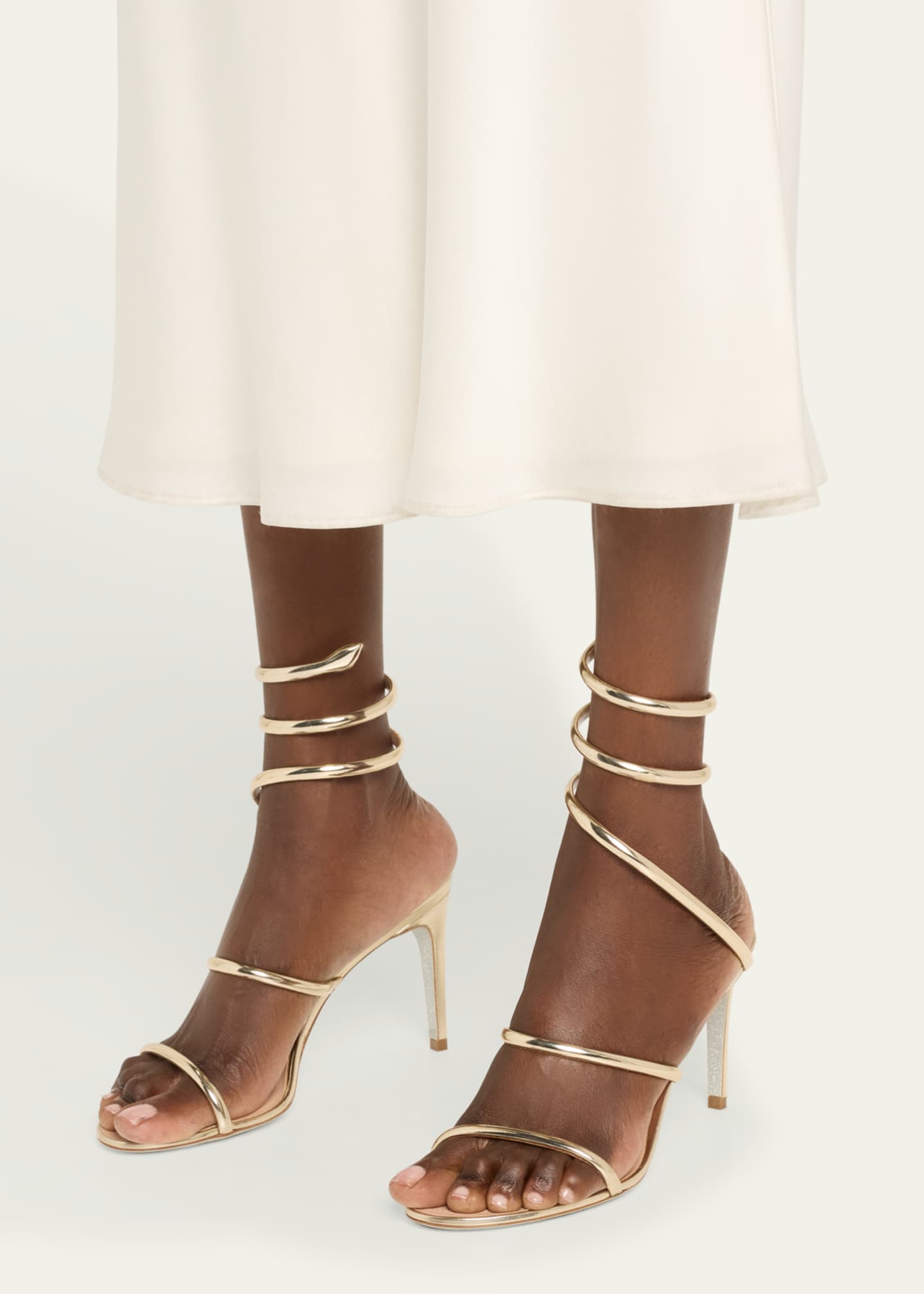 サンダル・ミュール RENE CAOVILLA MIRROR SNAKE SANDALS Rene Caovilla Mirror Snake-Wrap Stiletto Sandals - Bergdorf