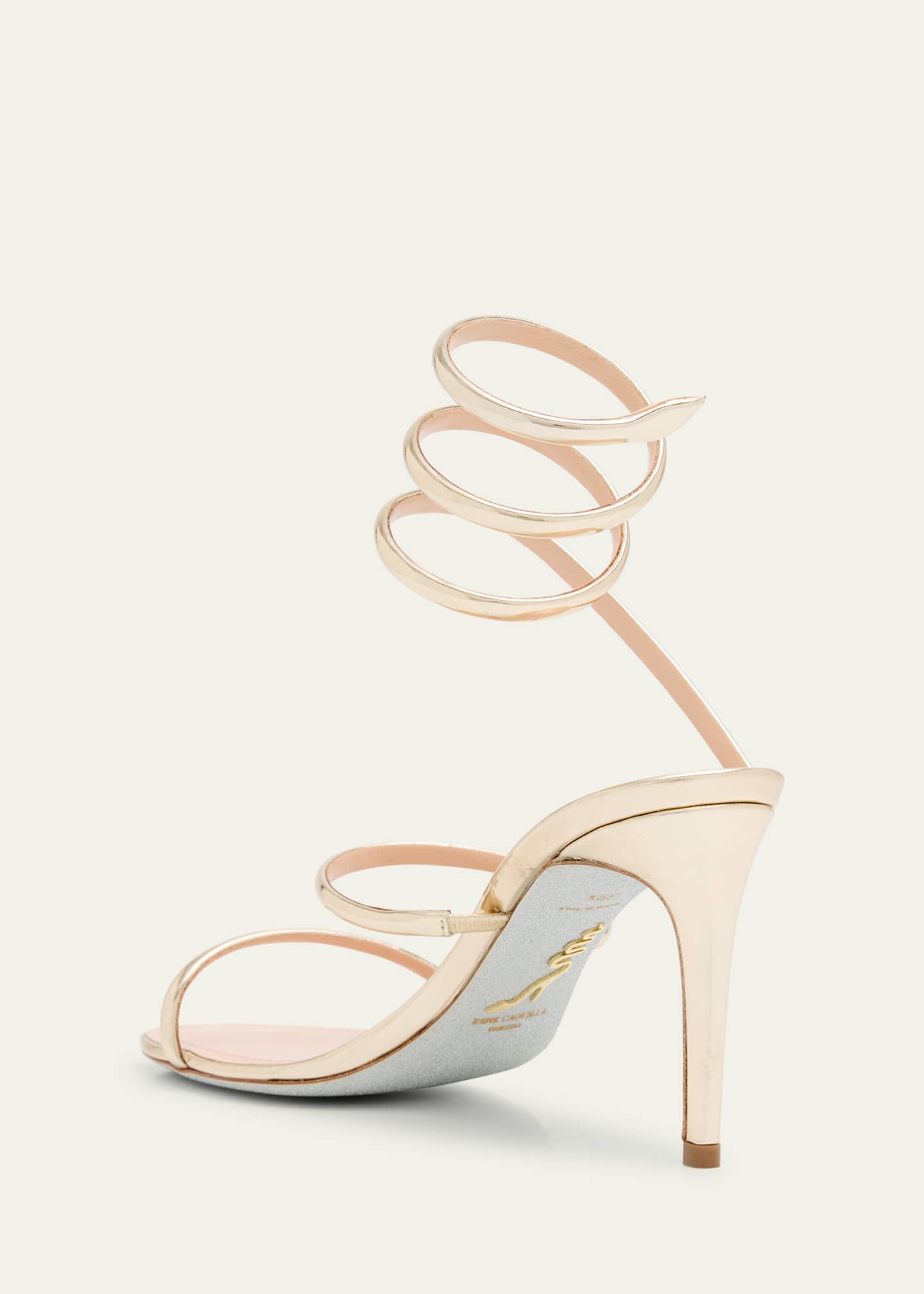サンダル・ミュール RENE CAOVILLA MIRROR SNAKE SANDALS Rene Caovilla Mirror Snake-Wrap Stiletto Sandals - Bergdorf