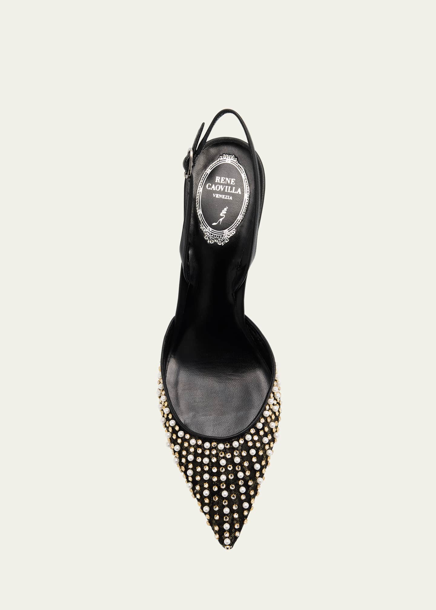 Rene Caovilla Pearly Stud Lace Slingback Pumps Image 6 of 6