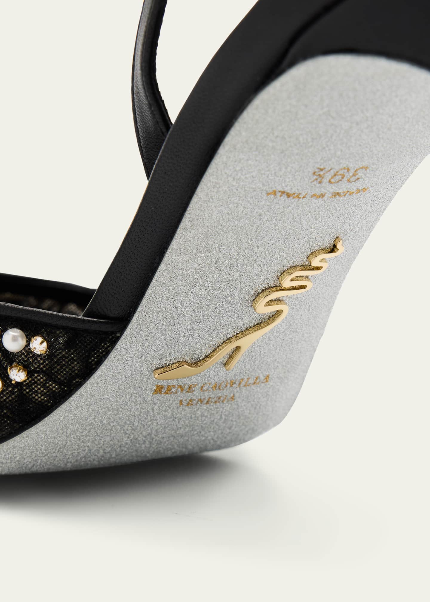 Rene Caovilla Pearly Stud Lace Slingback Pumps Image 5 of 6