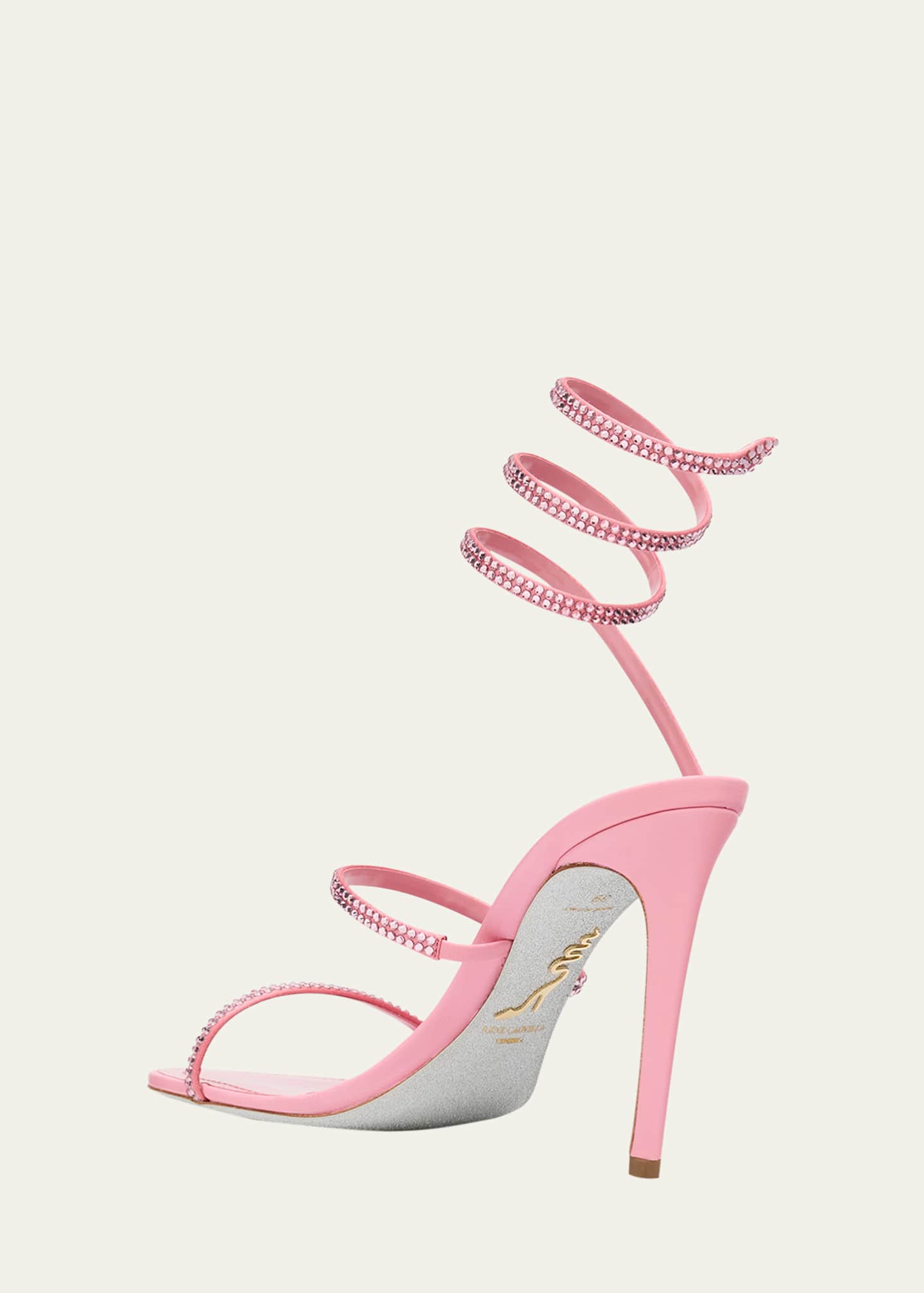 Rene Caovilla Cleo Satin Strass Snake-Wrap Sandals Image 4 of 6