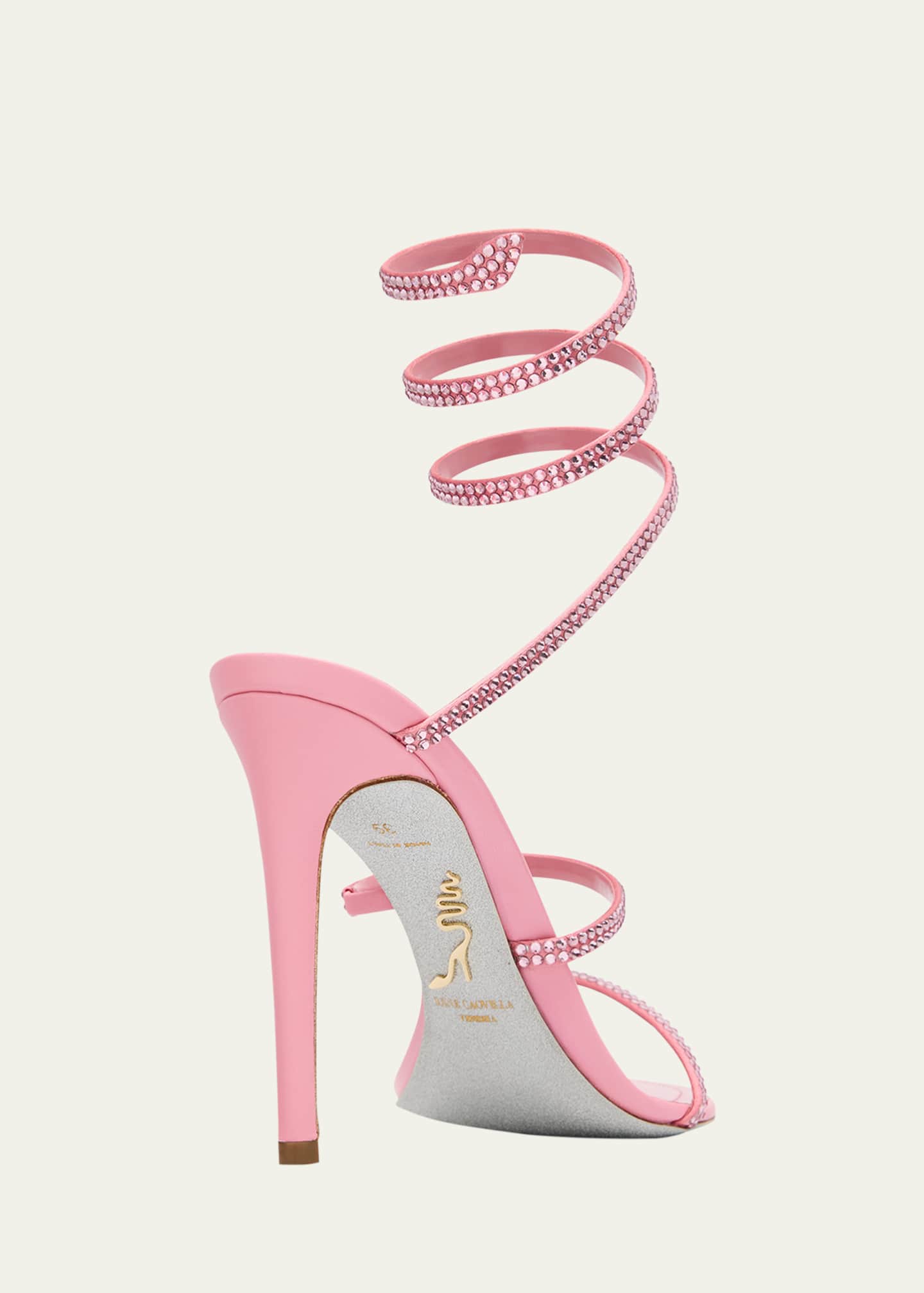 Rene Caovilla Cleo Satin Strass Snake-Wrap Sandals Image 5 of 6