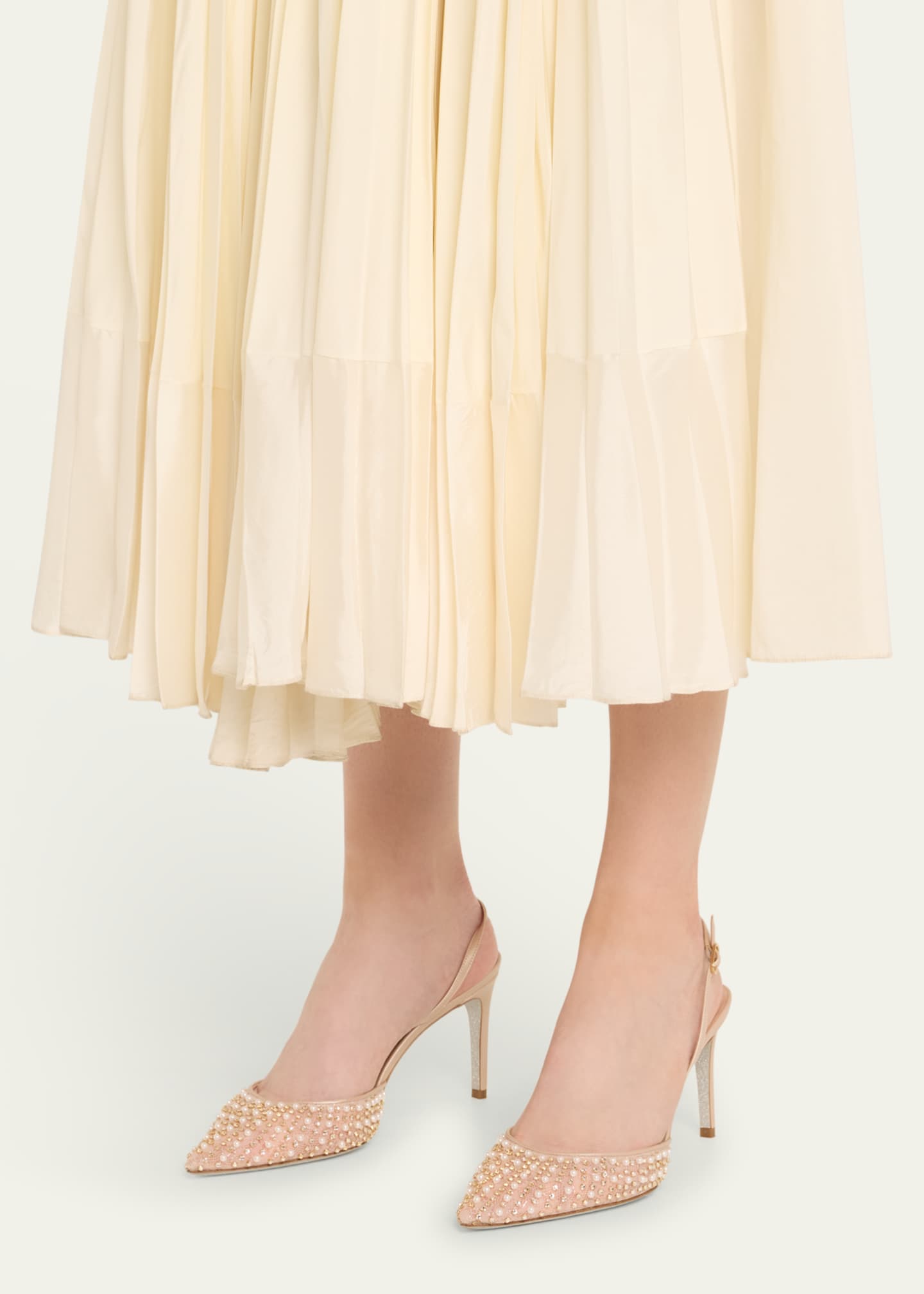 Rene Caovilla Cinderella Embellished Mesh Slingback Pumps Rene Caovilla Cinderella Embellished Mesh Slingback Pumps