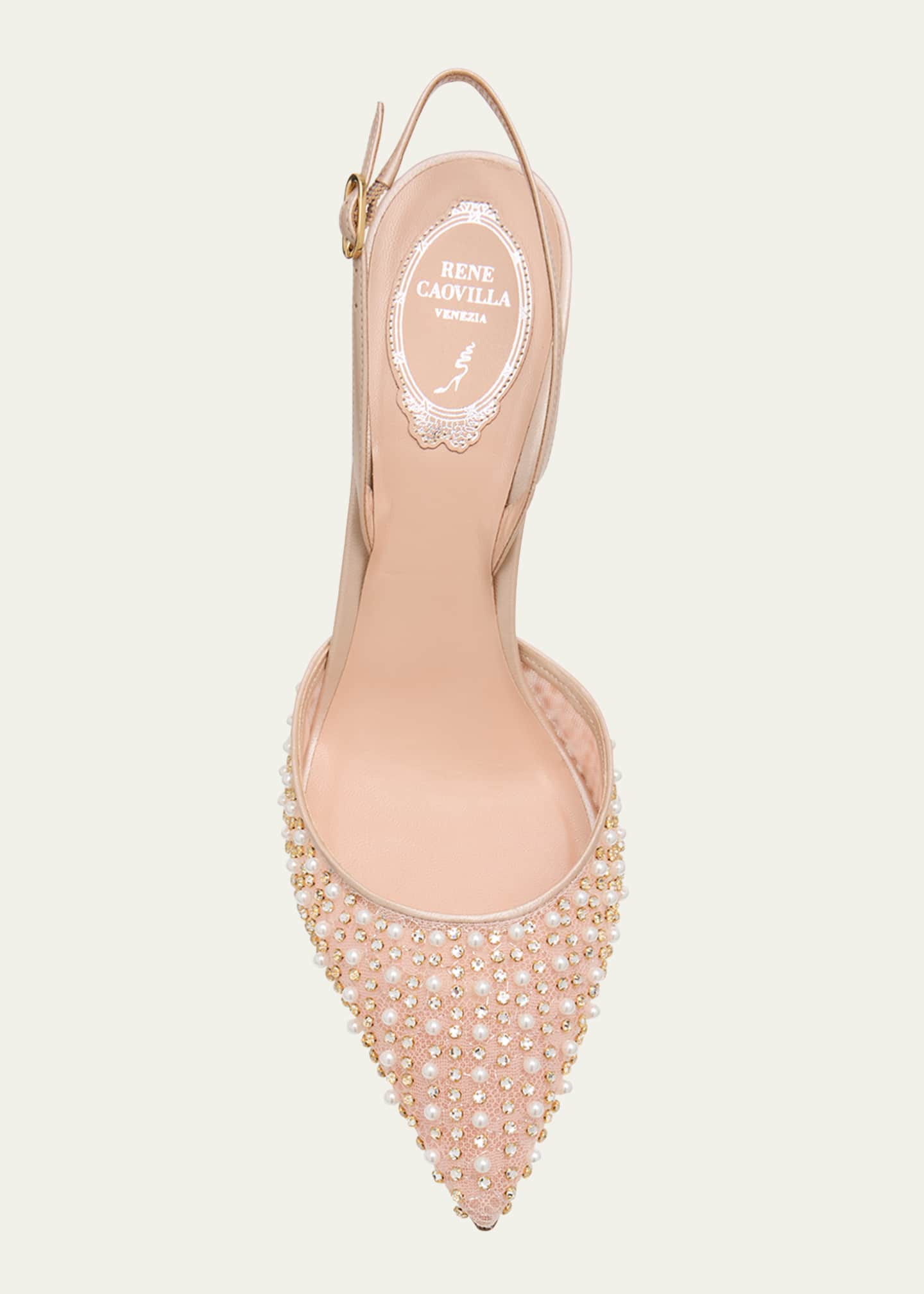 Rene Caovilla Cinderella Embellished Mesh Slingback Pumps Rene Caovilla Cinderella Embellished Mesh Slingback Pumps