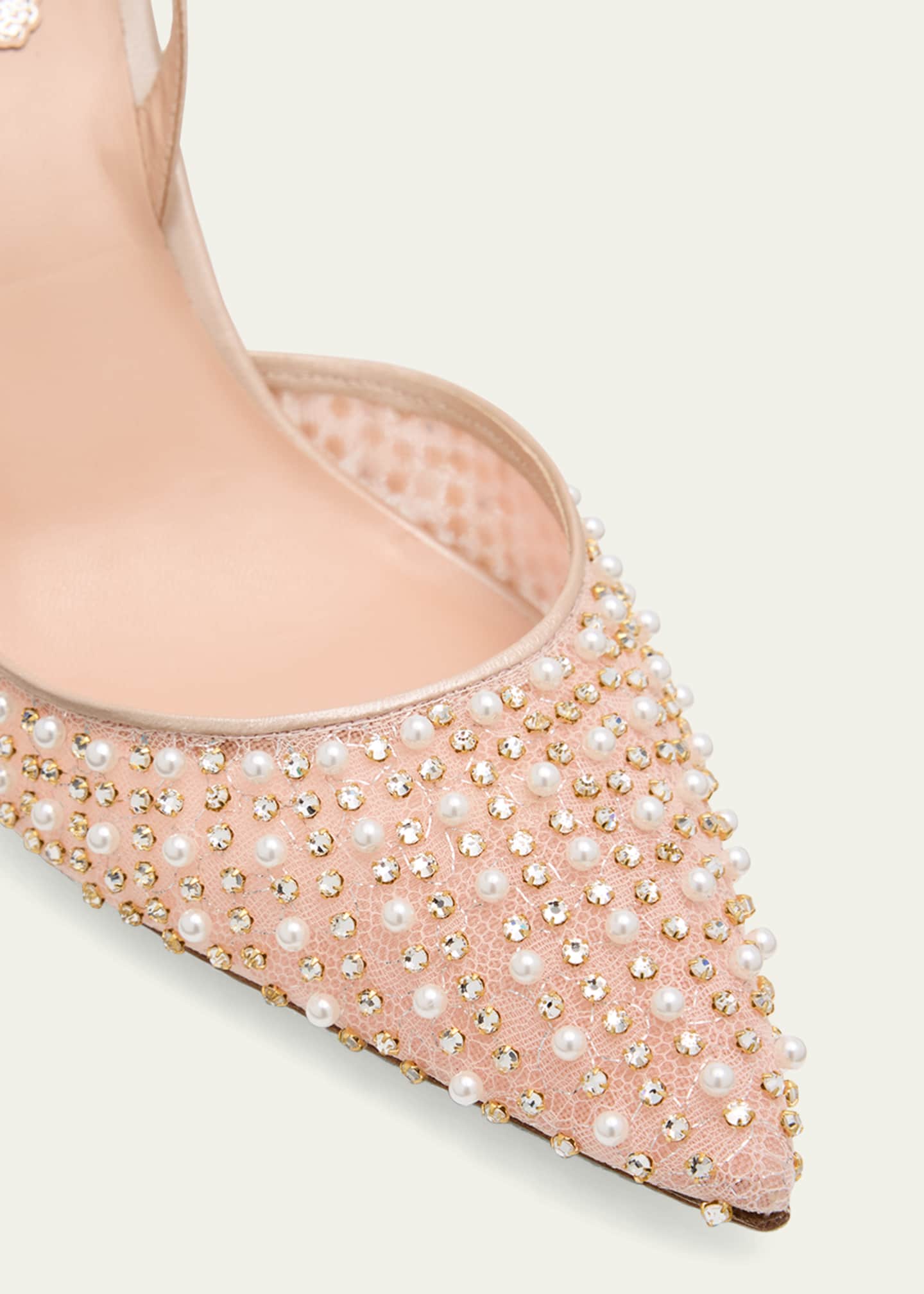 Rene Caovilla Cinderella Embellished Mesh Slingback Pumps Rene Caovilla Cinderella Embellished Mesh Slingback Pumps