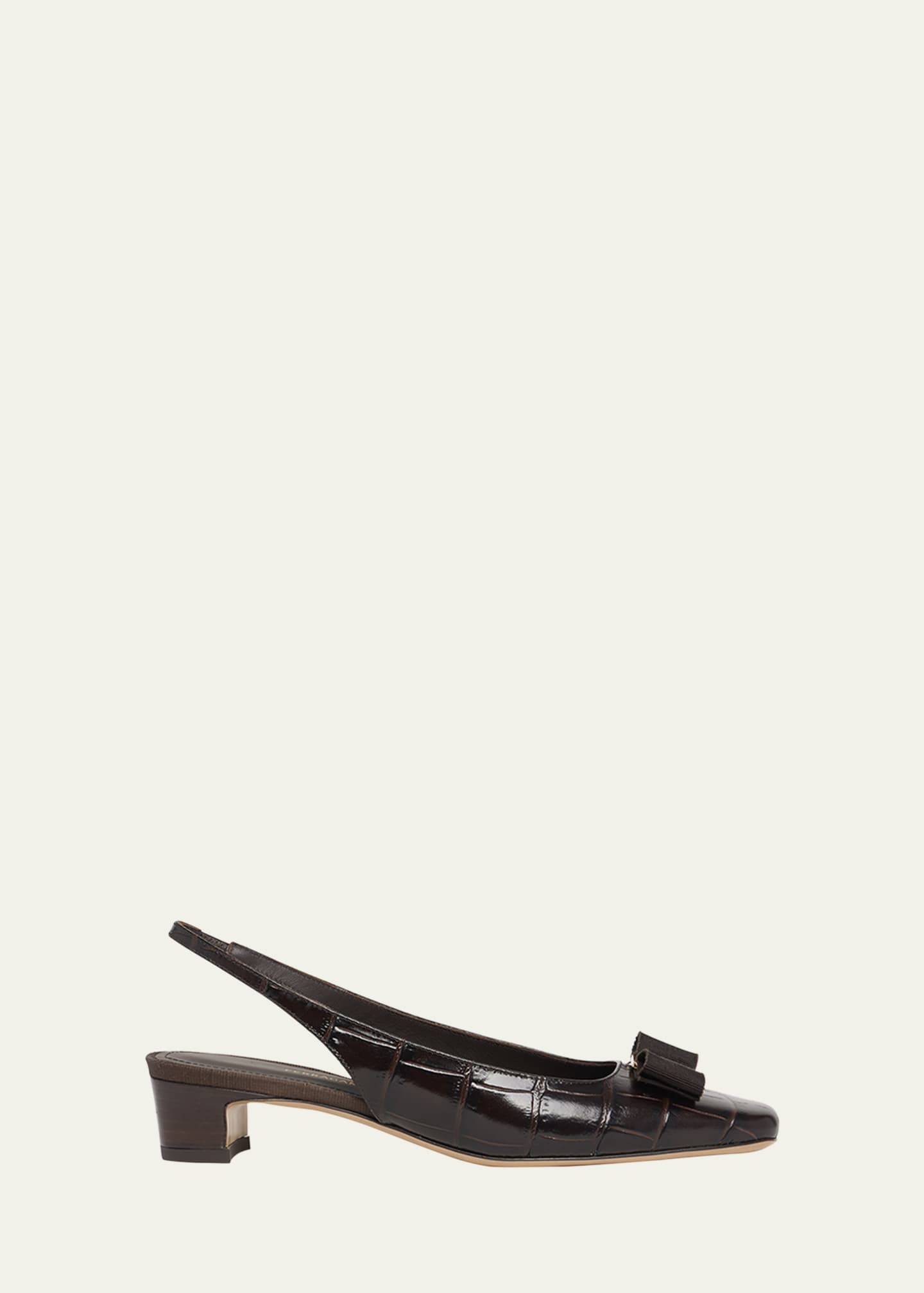 Ferragamo Rivada Embossed Bow Slingback Pumps Image 1 of 3