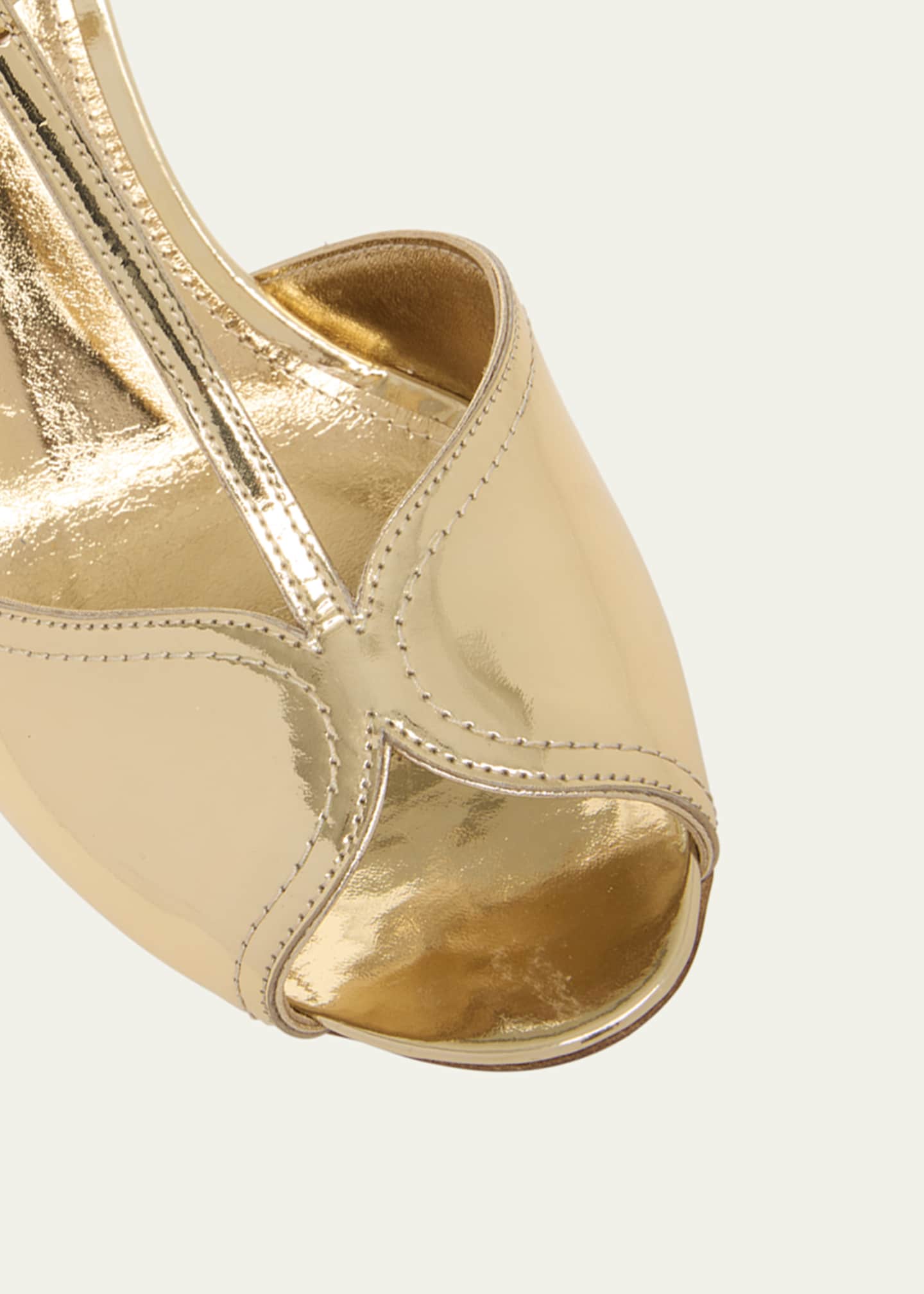 Ferragamo Ely Metallic T-Strap Sandals Image 3 of 4