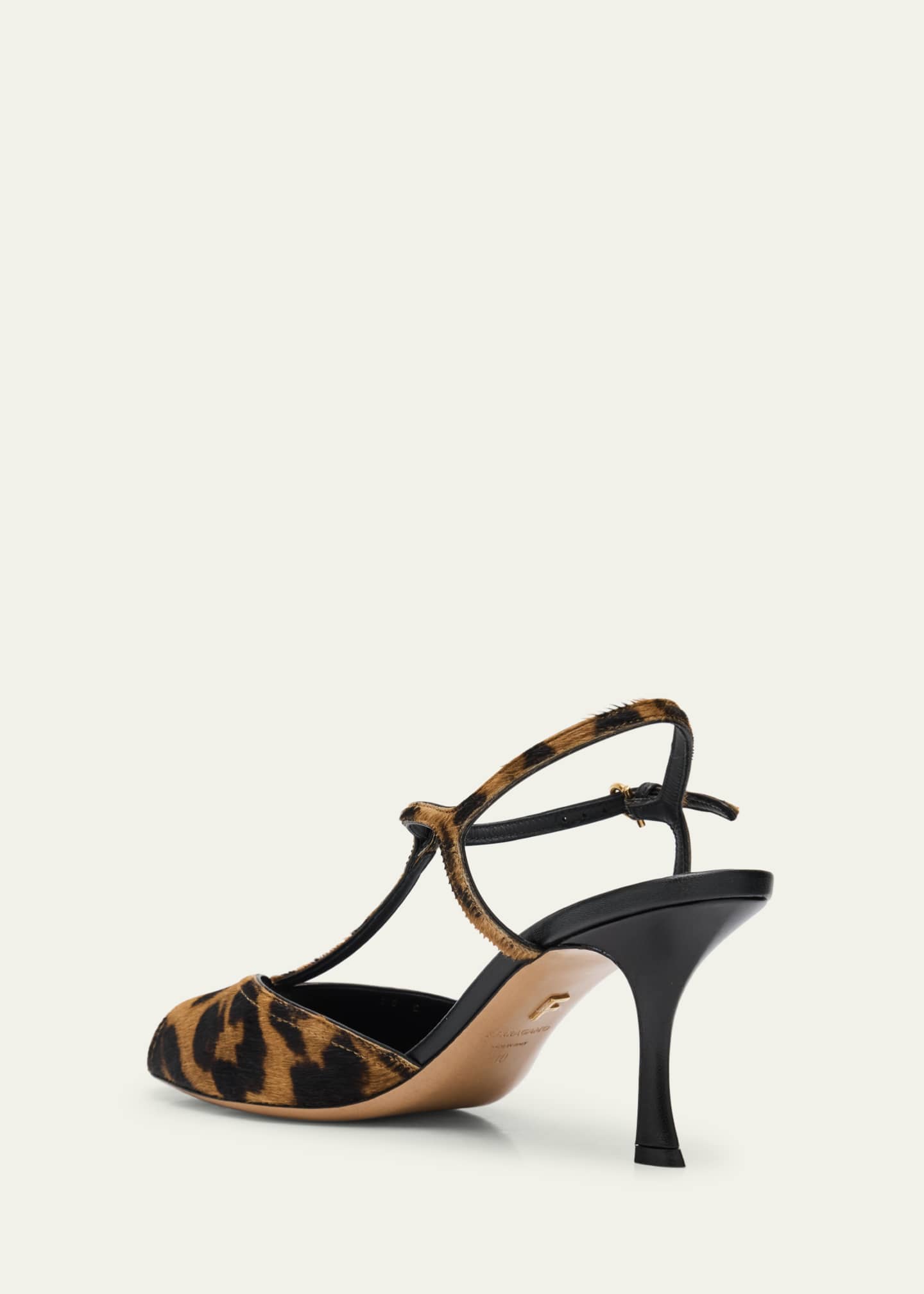 Ferragamo Ely Leopard T-Strap Sandals Image 4 of 6