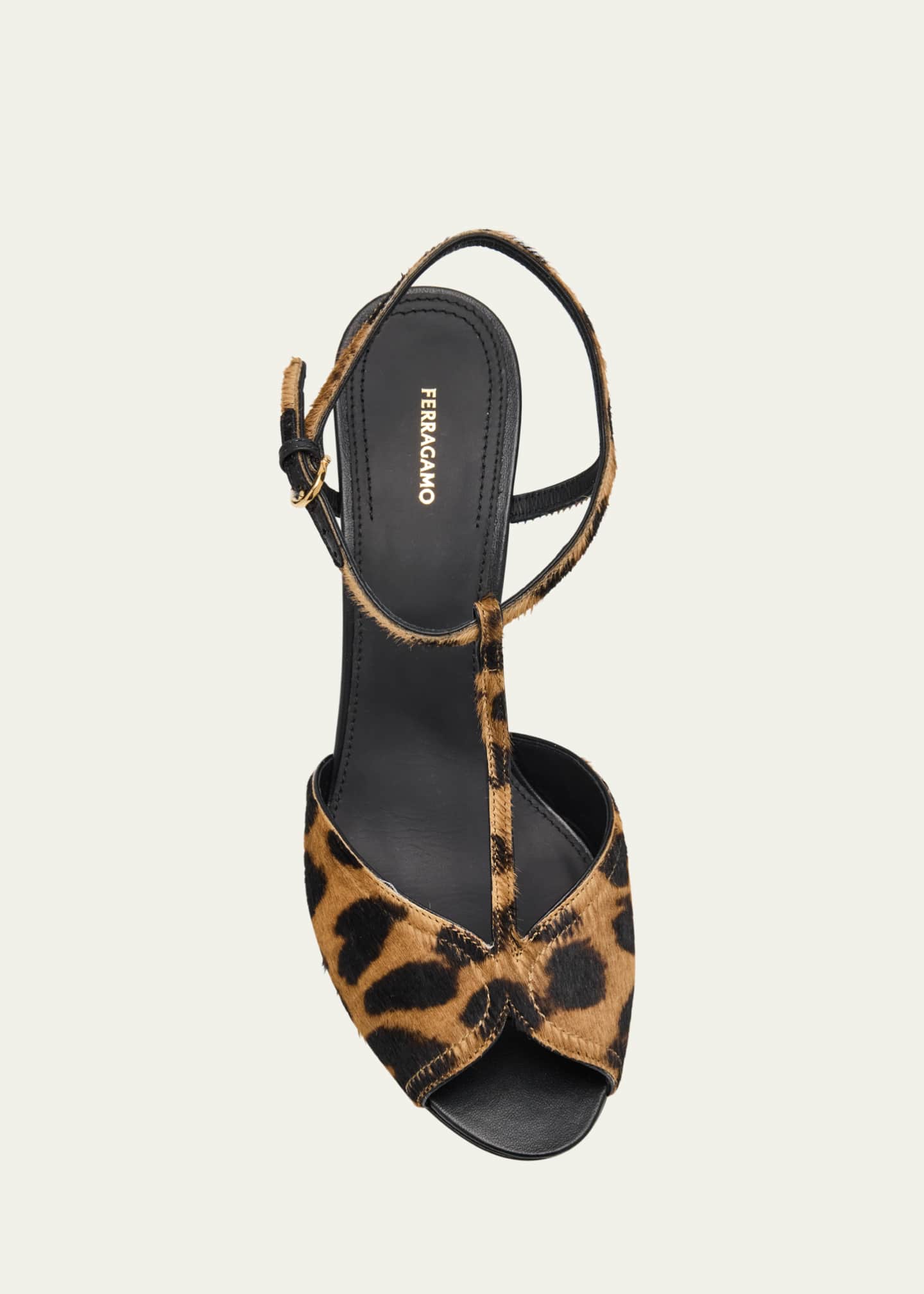 Ferragamo Ely Leopard T-Strap Sandals Image 6 of 6