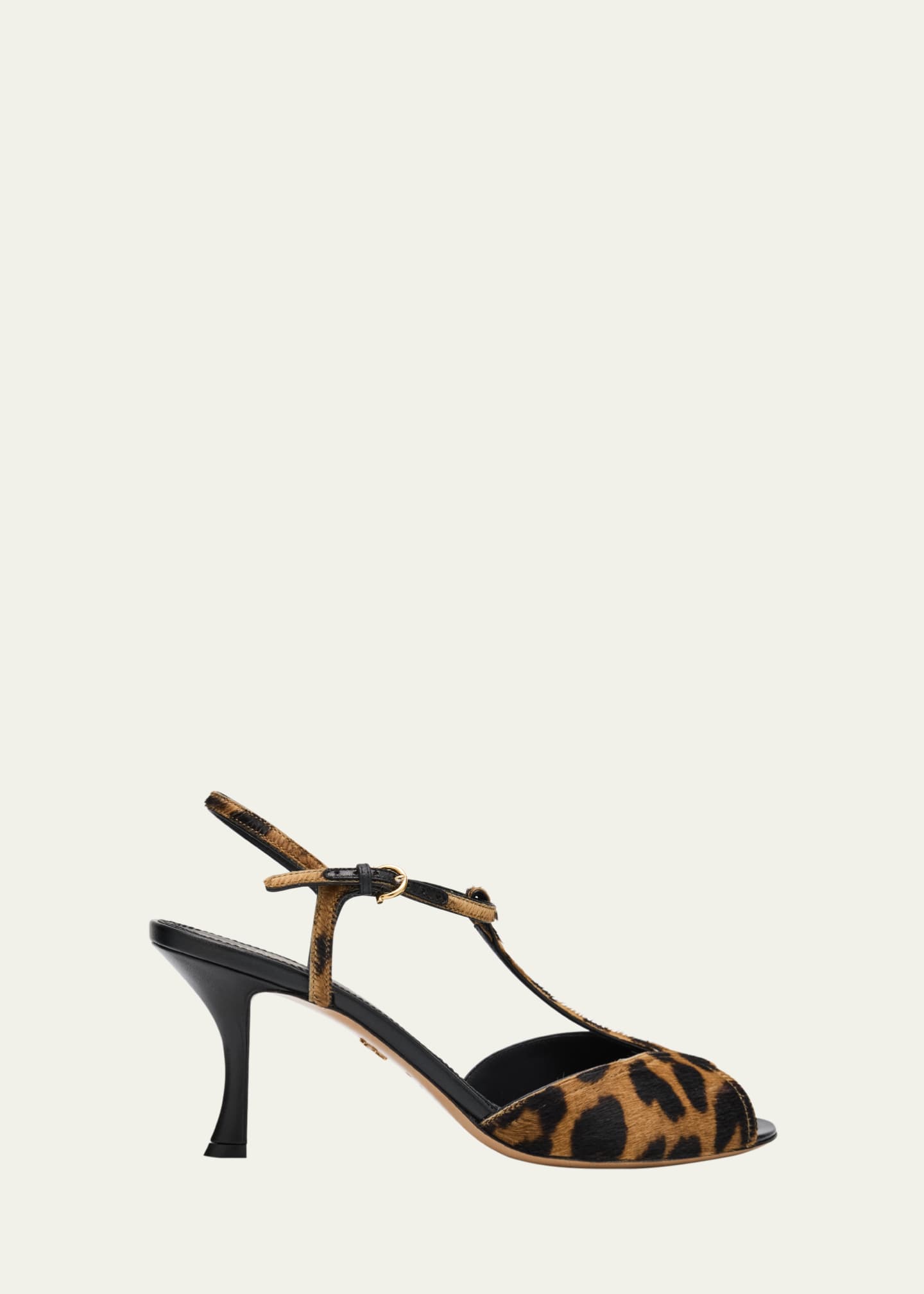 Ferragamo Ely Leopard T-Strap Sandals Image 1 of 6