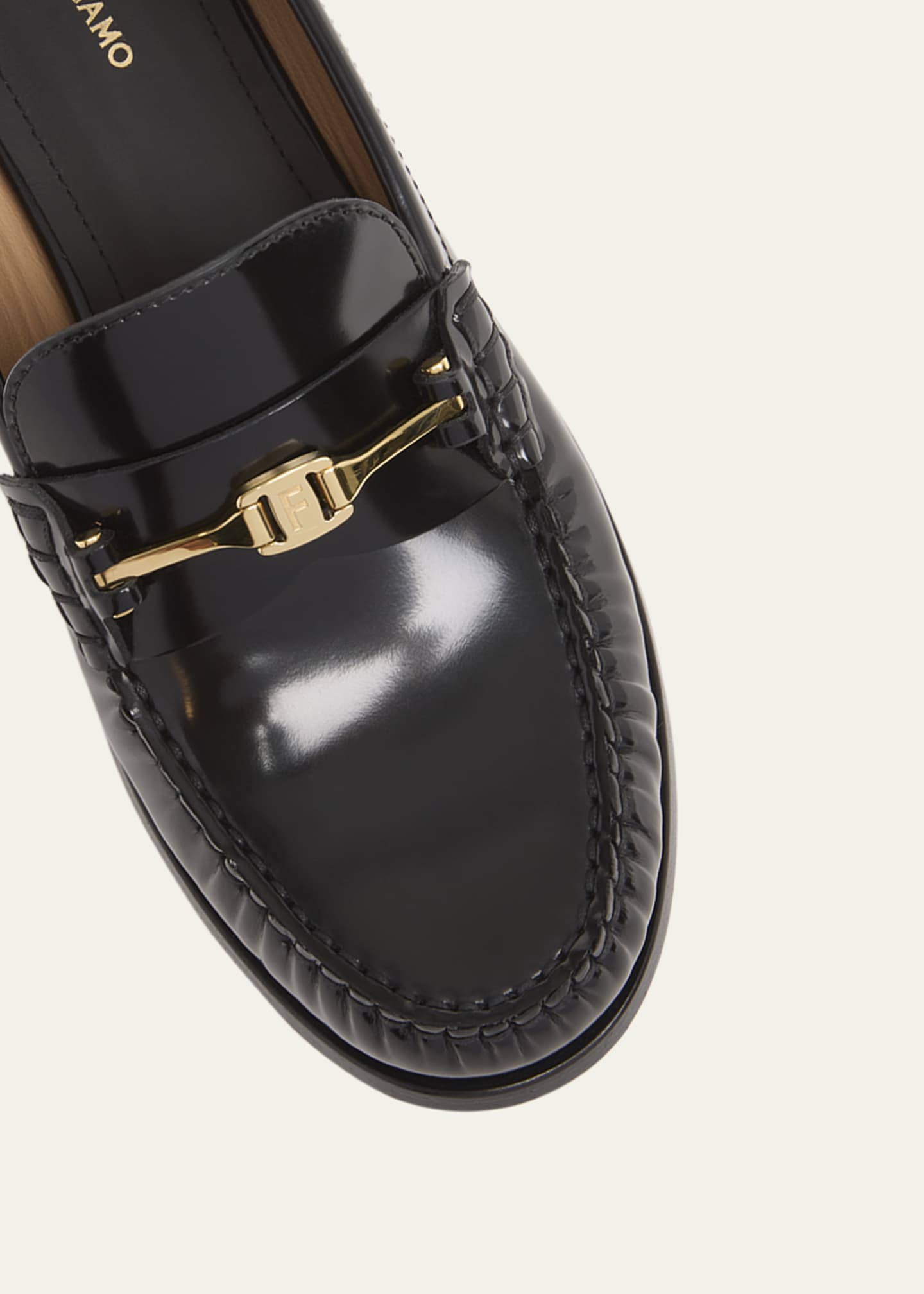 Ferragamo Harry Calfskin Bit Loafers Image 3 of 4