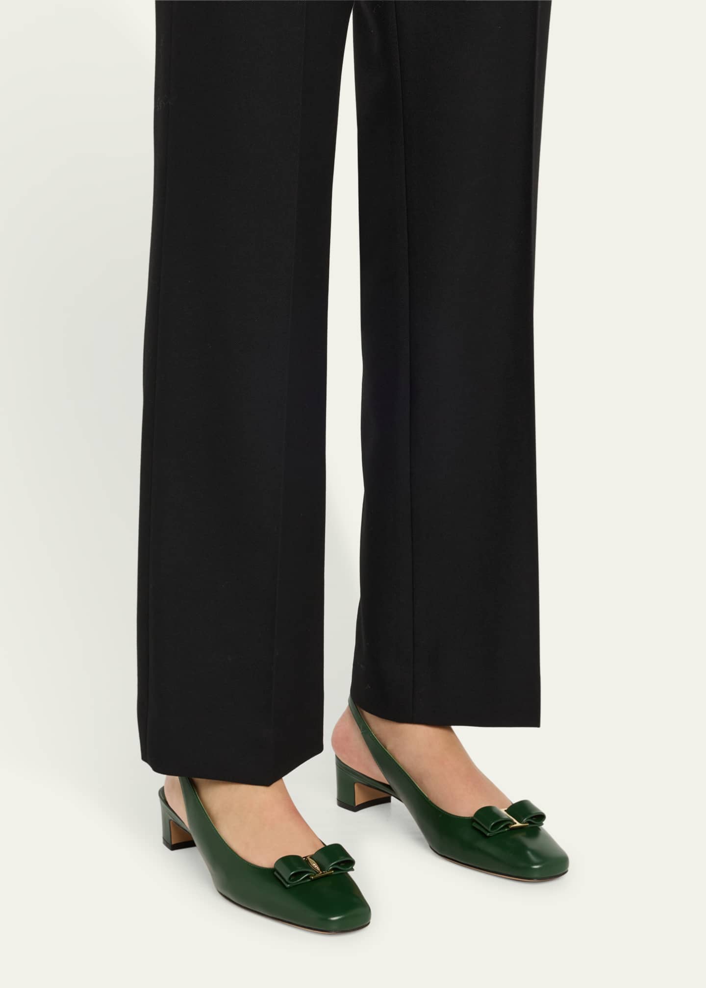 Ferragamo Rivada Leather Bow Slingback Pumps Image 2 of 6