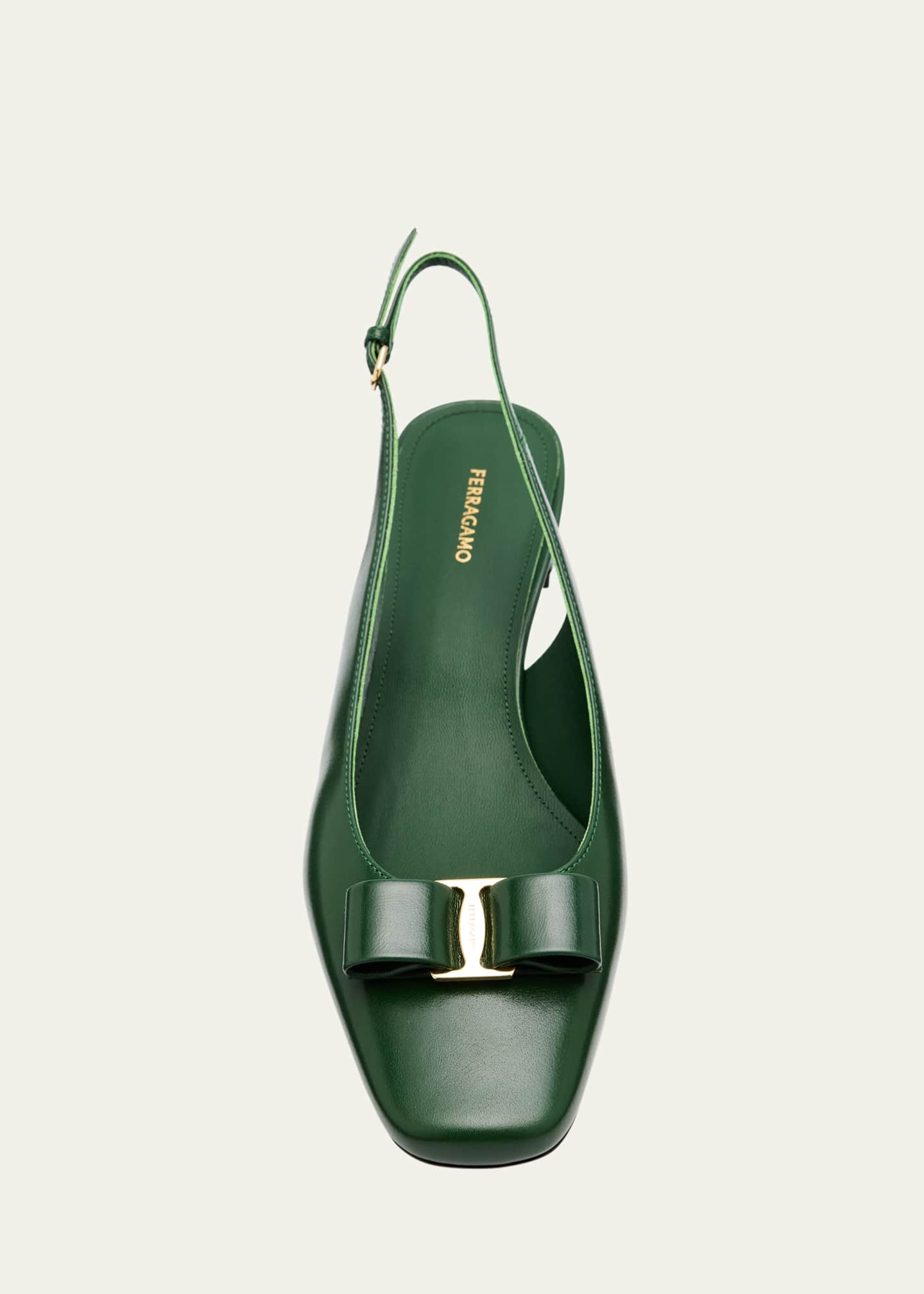 Ferragamo Rivada Leather Bow Slingback Pumps Image 6 of 6