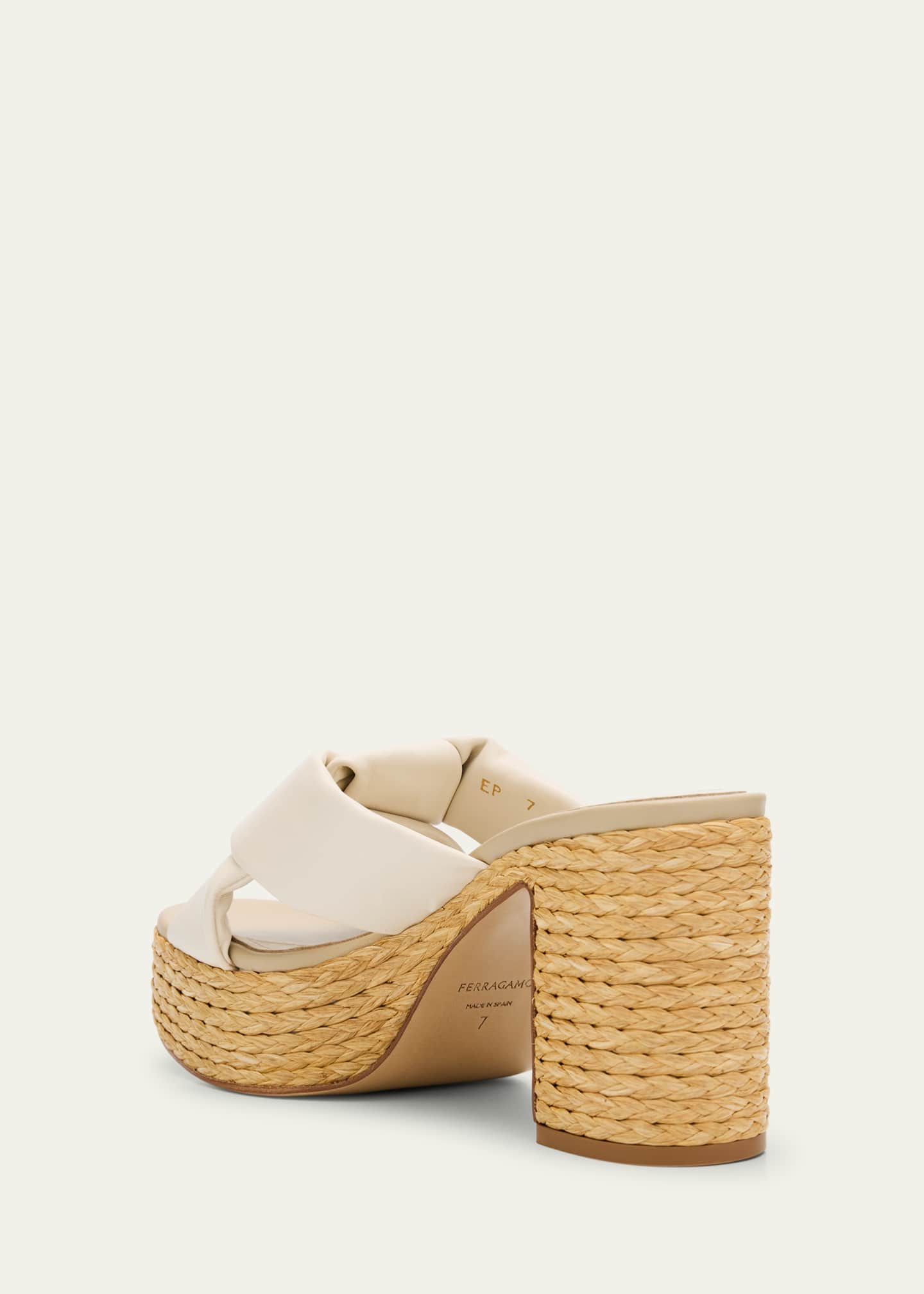 Ferragamo Douglas Padded Leather Espadrille Platform Sandals Image 4 of 6