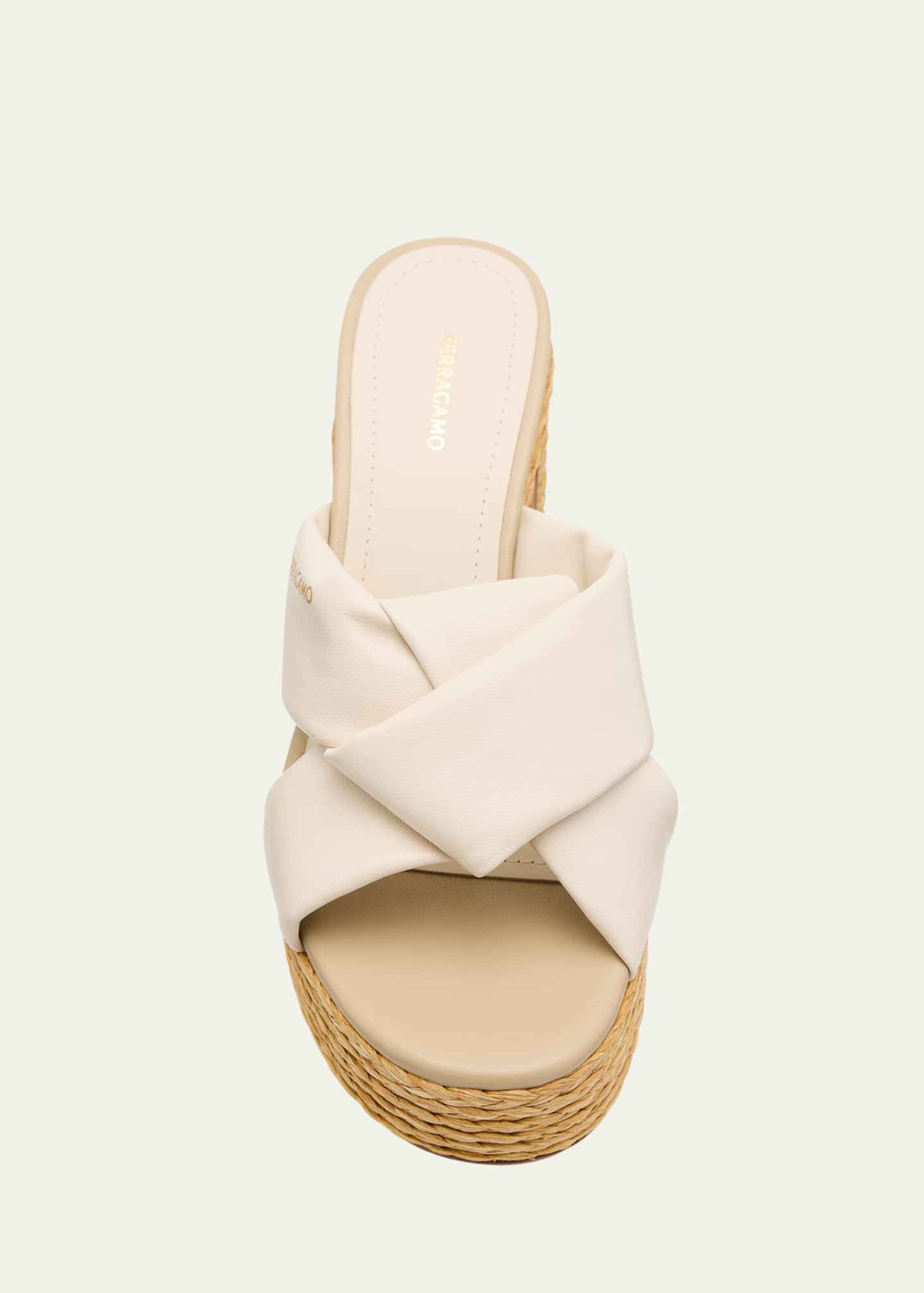 Ferragamo Douglas Padded Leather Espadrille Platform Sandals Image 6 of 6