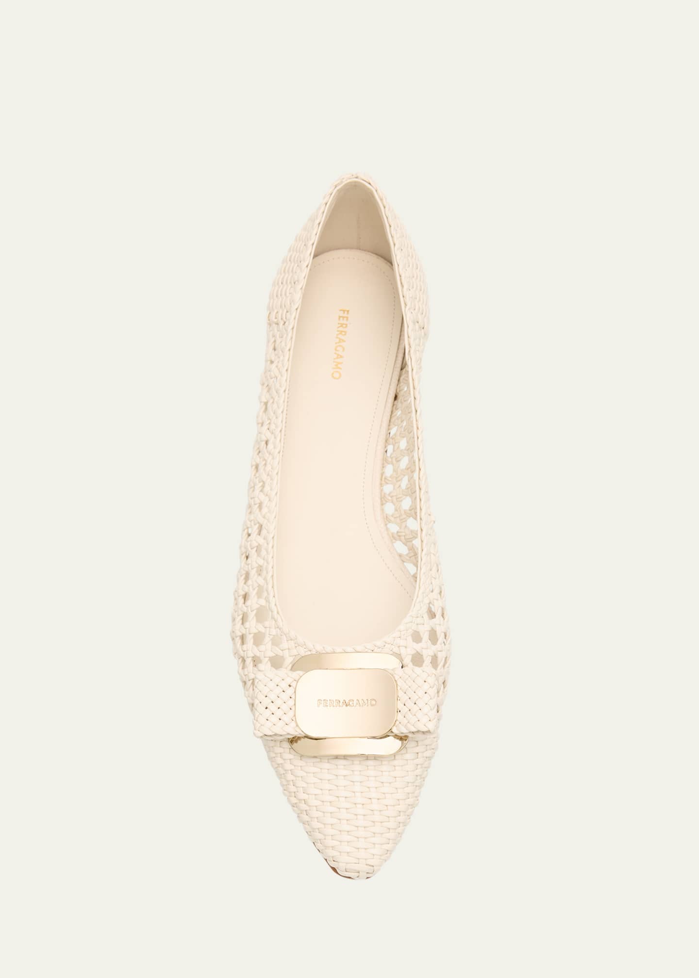 Ferragamo Zea Woven Buckle Ballerina Flats Image 6 of 6