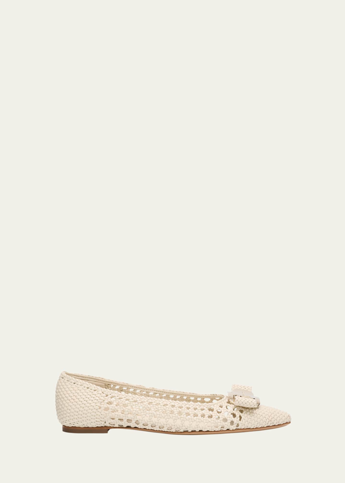 Ferragamo Zea Woven Buckle Ballerina Flats Image 1 of 6