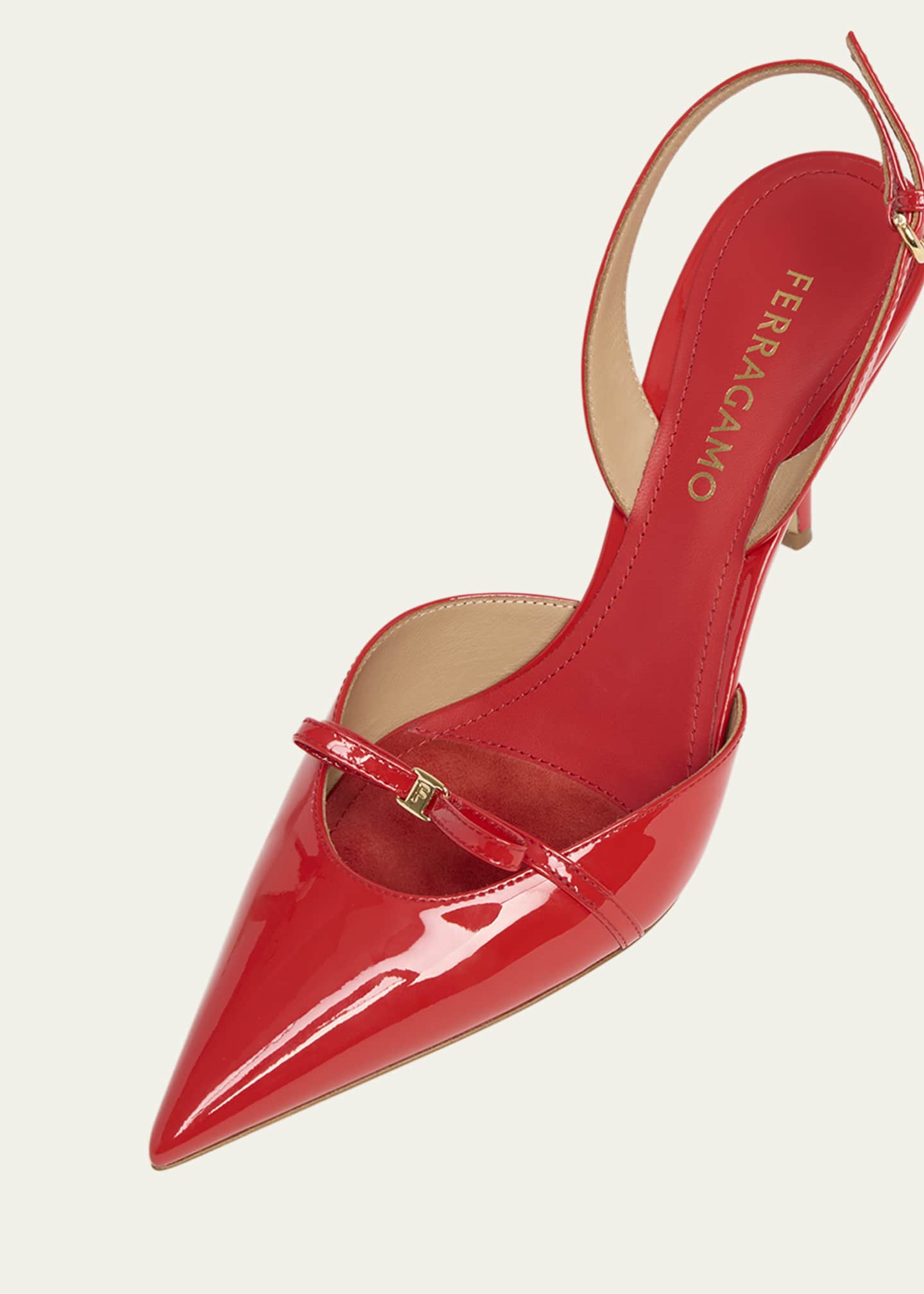 Ferragamo Gylla Patent Bow Slingback Pumps Image 4 of 4