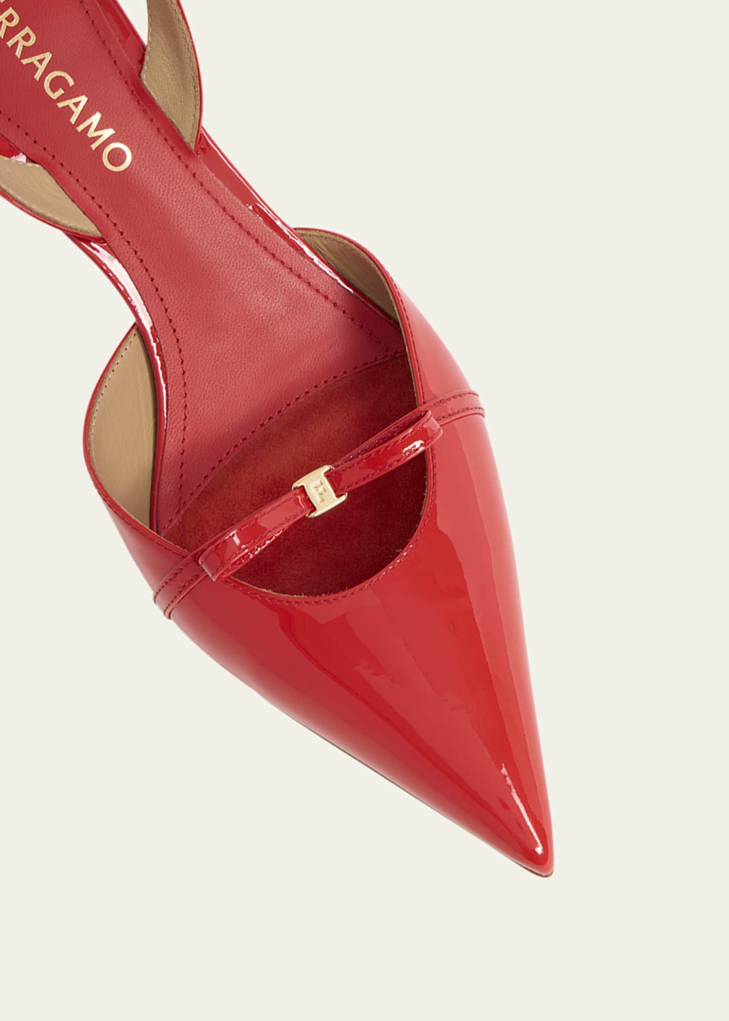 Ferragamo Gylla Patent Bow Slingback Pumps Image 3 of 4