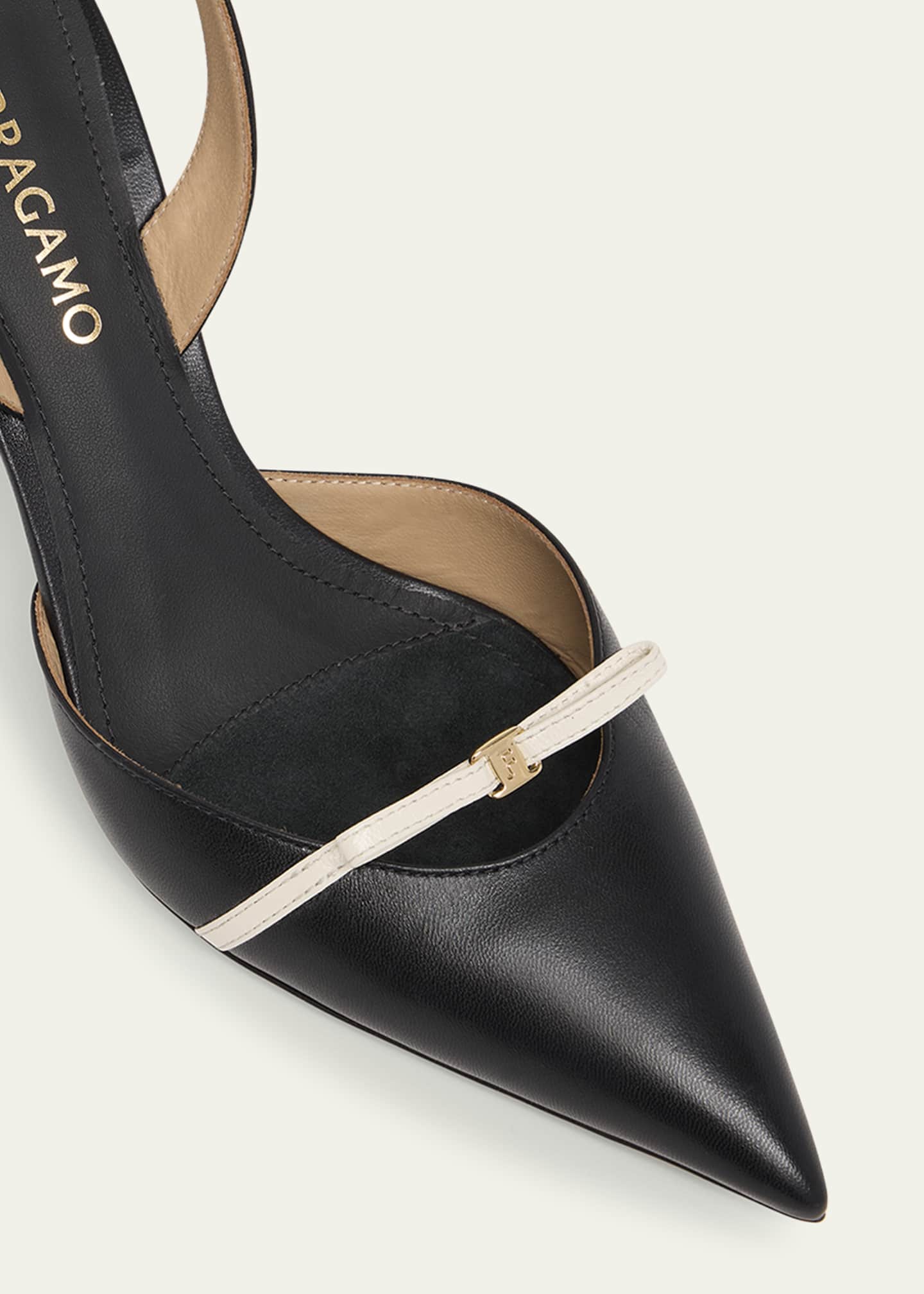 Ferragamo Gylla Bicolor Leather Bow Slingback Pumps Image 3 of 3