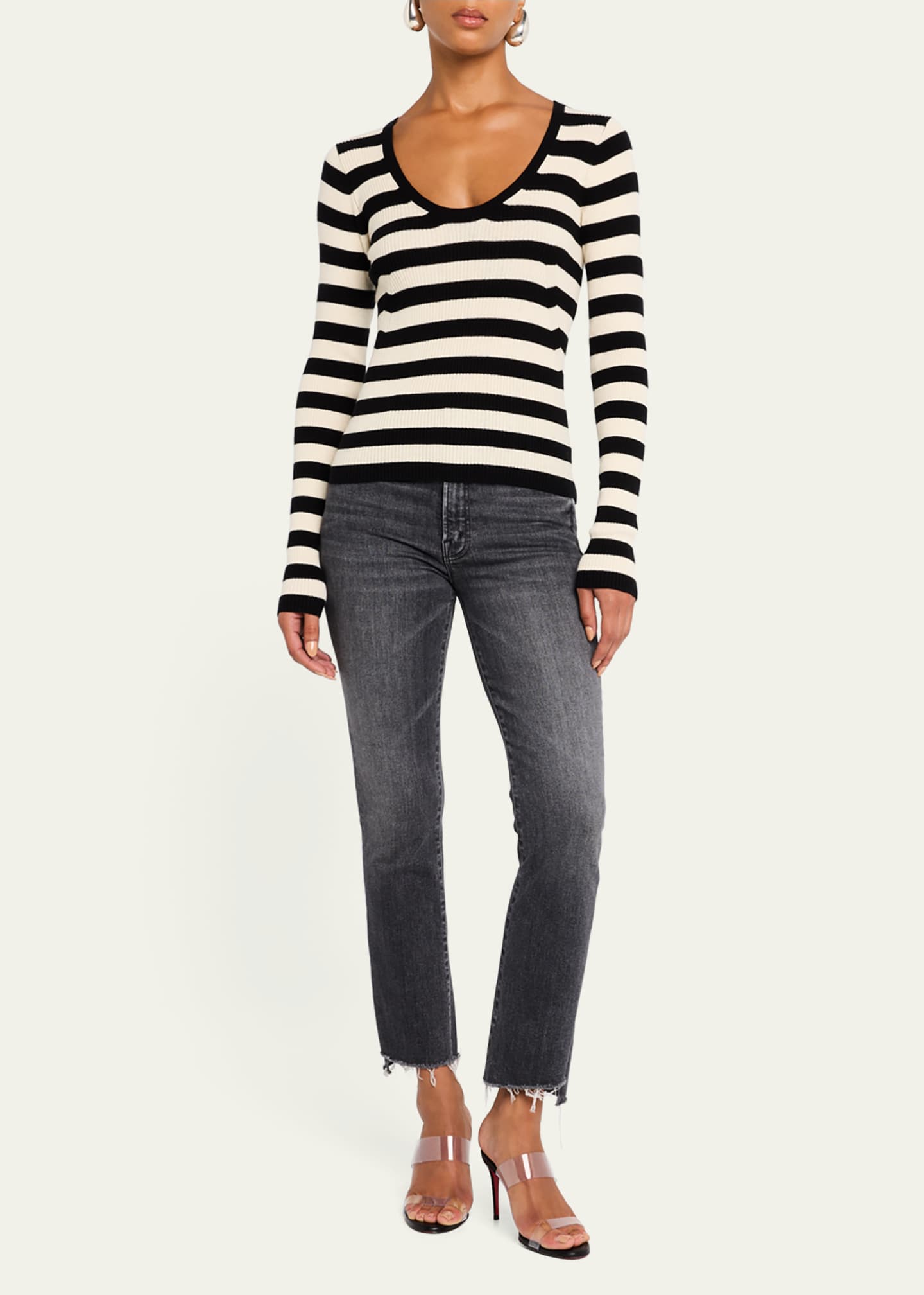 ATM Anthony Thomas Melillo Striped Wool Long-Sleeve Sweater Image 2 of 5