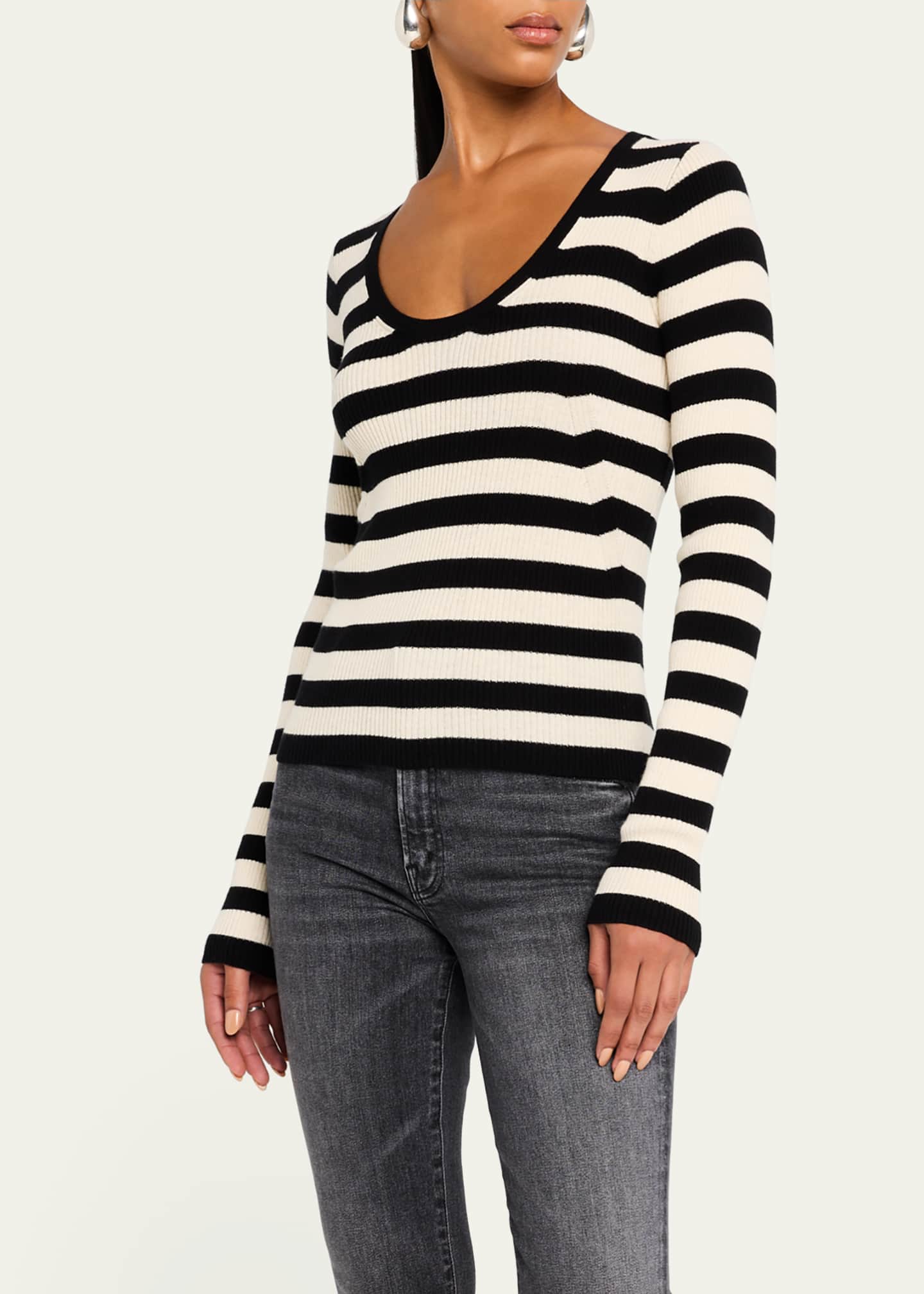 ATM Anthony Thomas Melillo Striped Wool Long-Sleeve Sweater Image 4 of 5