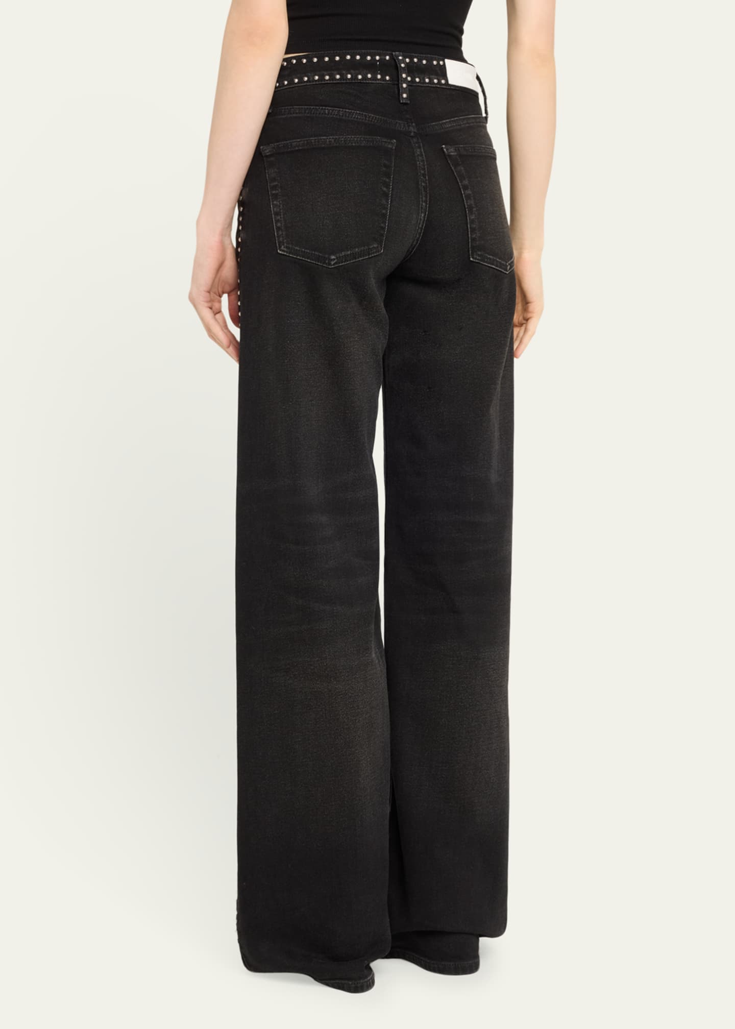 RE/DONE Studded Mid-Rise Wide-Leg Jeans Image 3 of 5