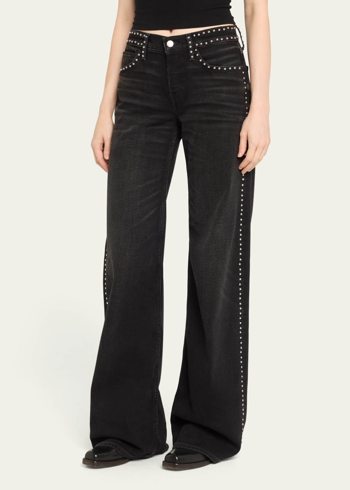 RE/DONE Studded Mid-Rise Wide-Leg Jeans Image 4 of 5